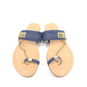 Guess Landen Denim Chain Sandals Toe Loop Flip Flops Sz 7