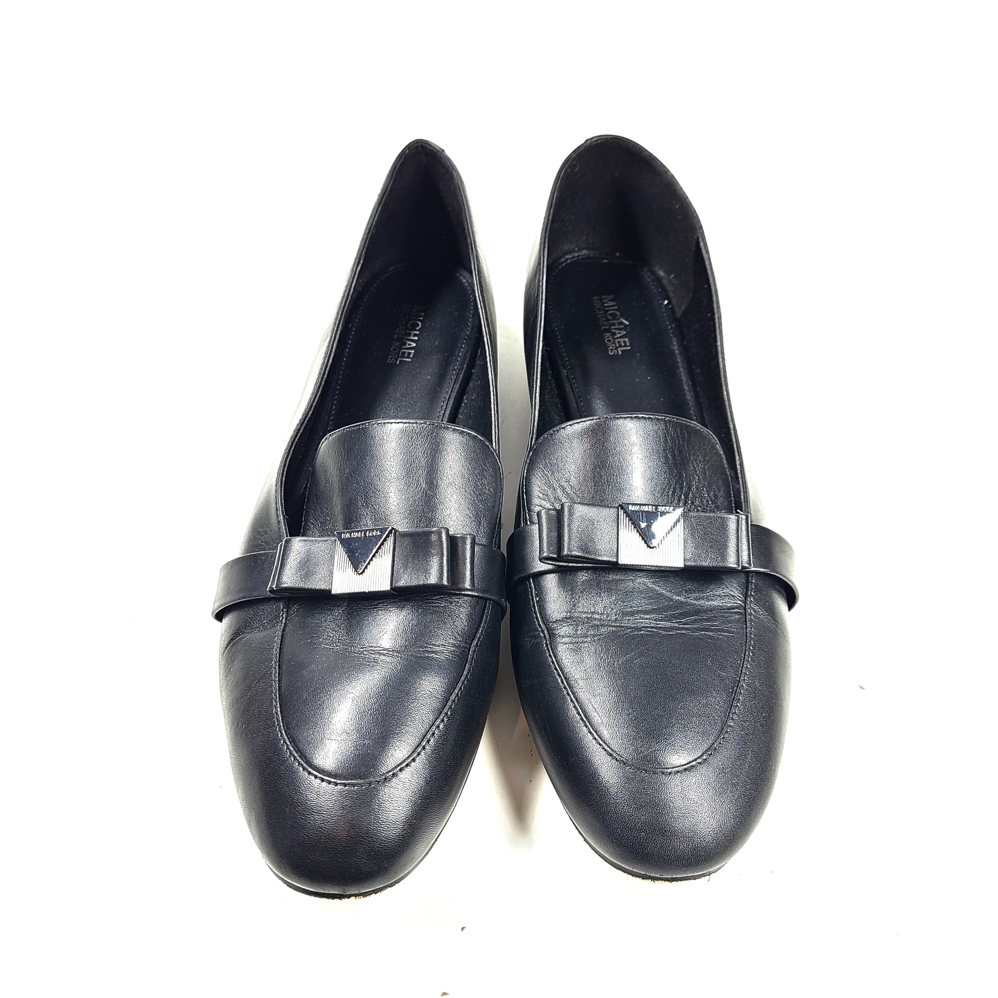 Michael Kors Women's Caroline Leather Loafers Black w Bow Sz 10