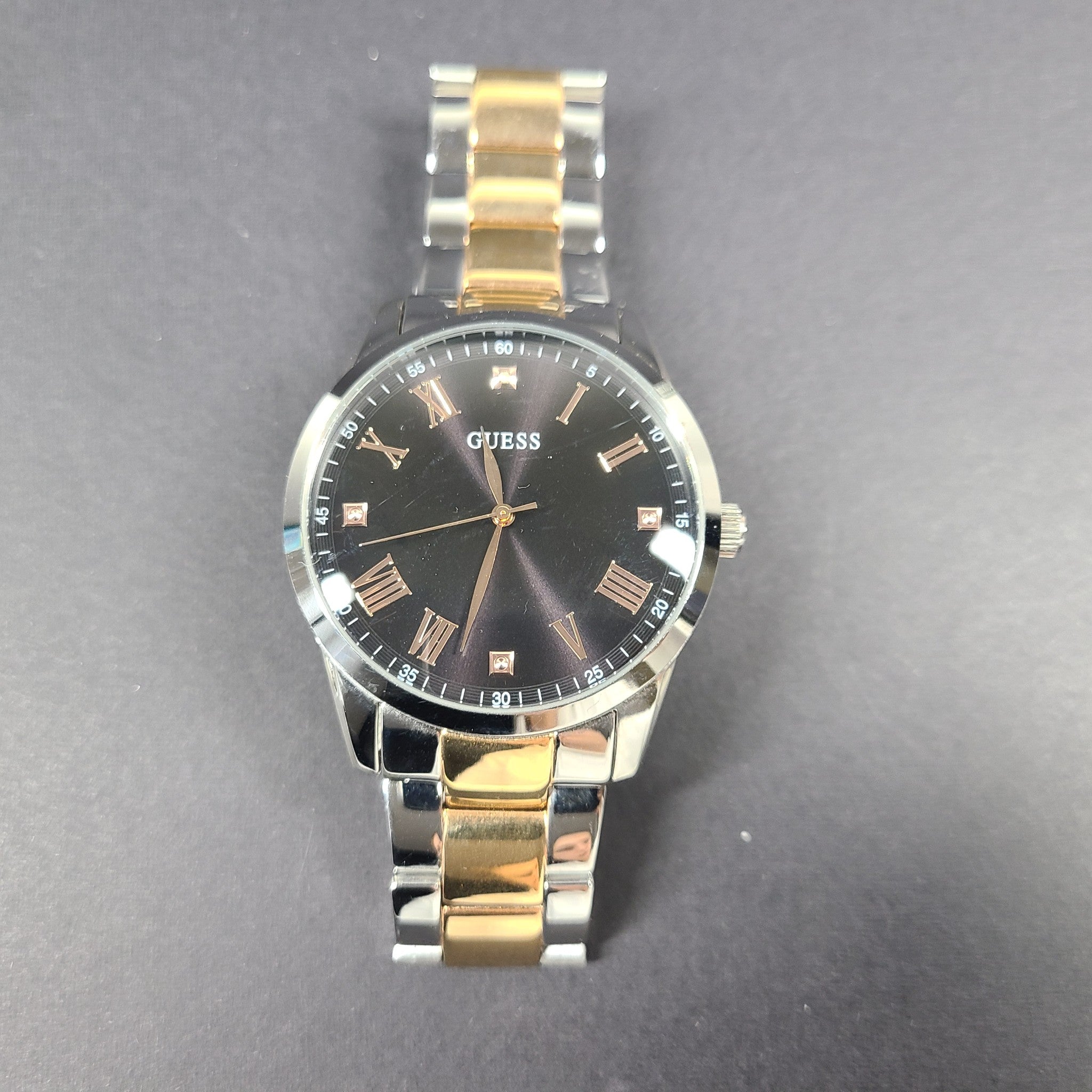 Guess Men's 'Elect' Gold and Silver Tone Stainless Steel Watch Roman Numerals