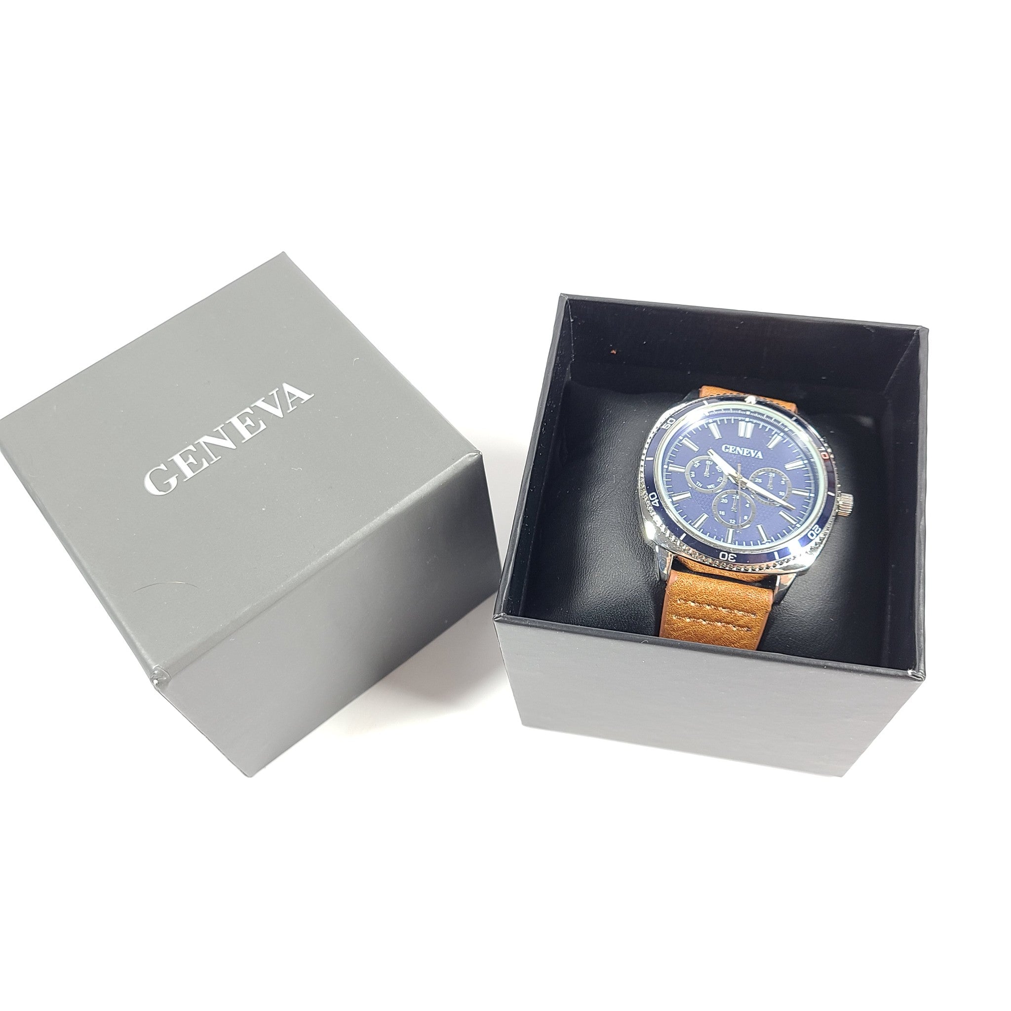 Geneva Men's Brown Strap Chronograph Watch MAC8066JC