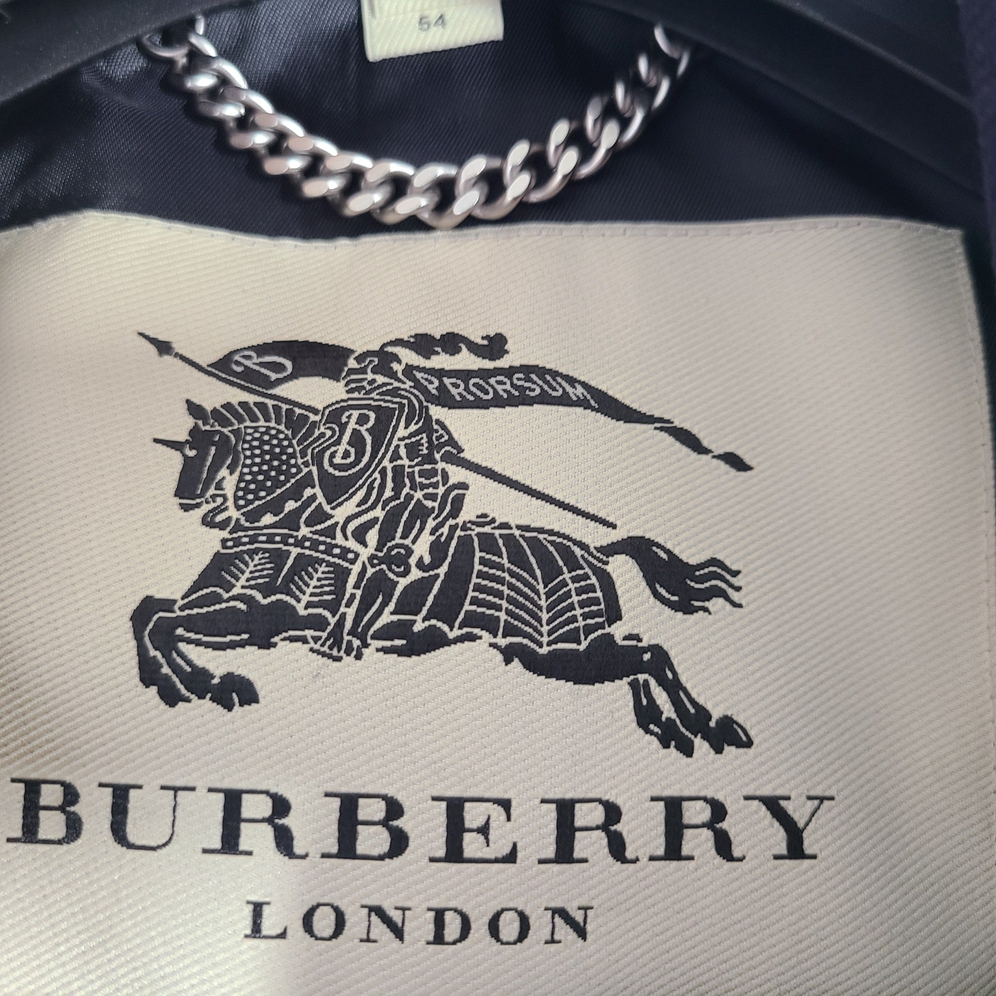 Burberry Men's Double Breasted Wool Coat Tailored Navy Blue Sz US 44 L