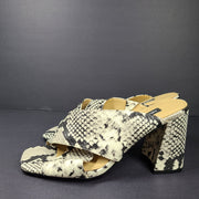 Nine West Women's Gigi 3 Snake Print Slip On Block Heel Sandals Mules Sz 7.5