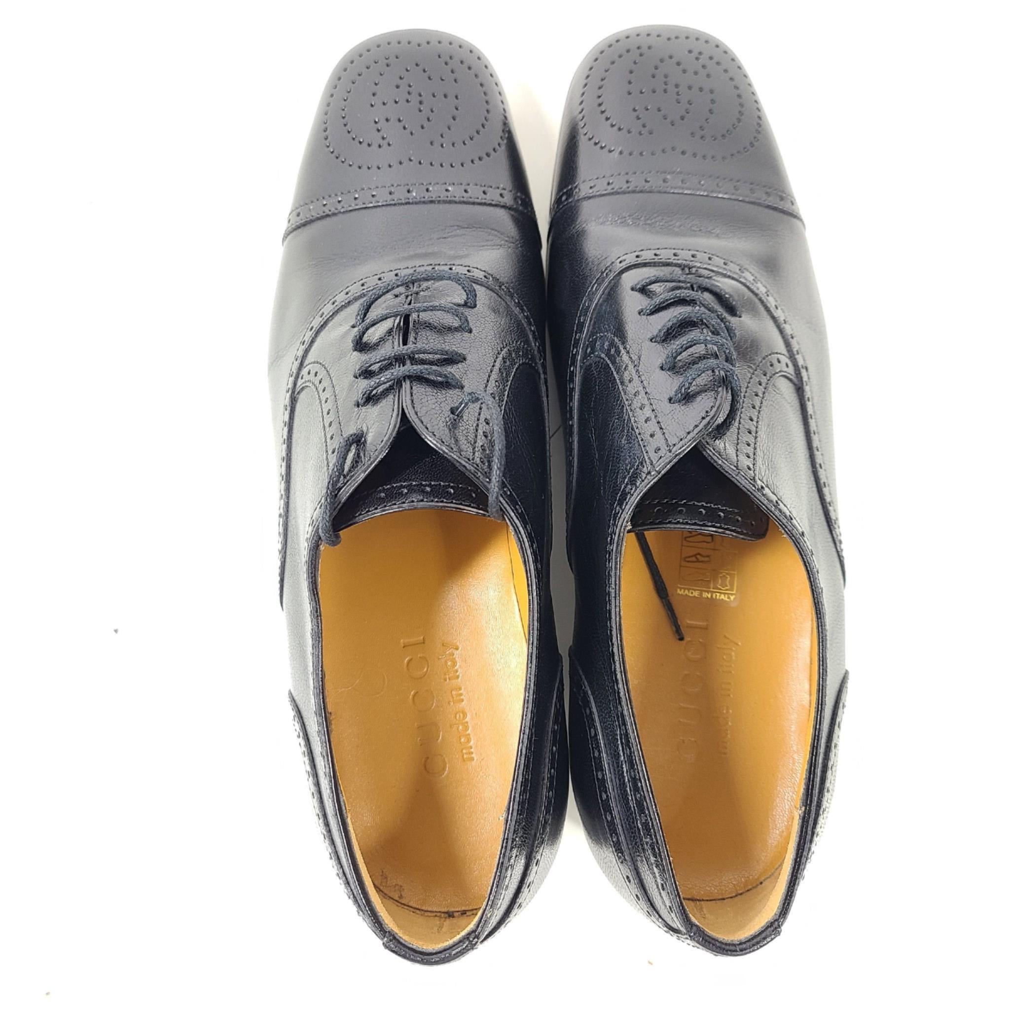 Gucci Men's Leather Oxford Dress Shoes with Brogue Detail 598300 US Sz 7