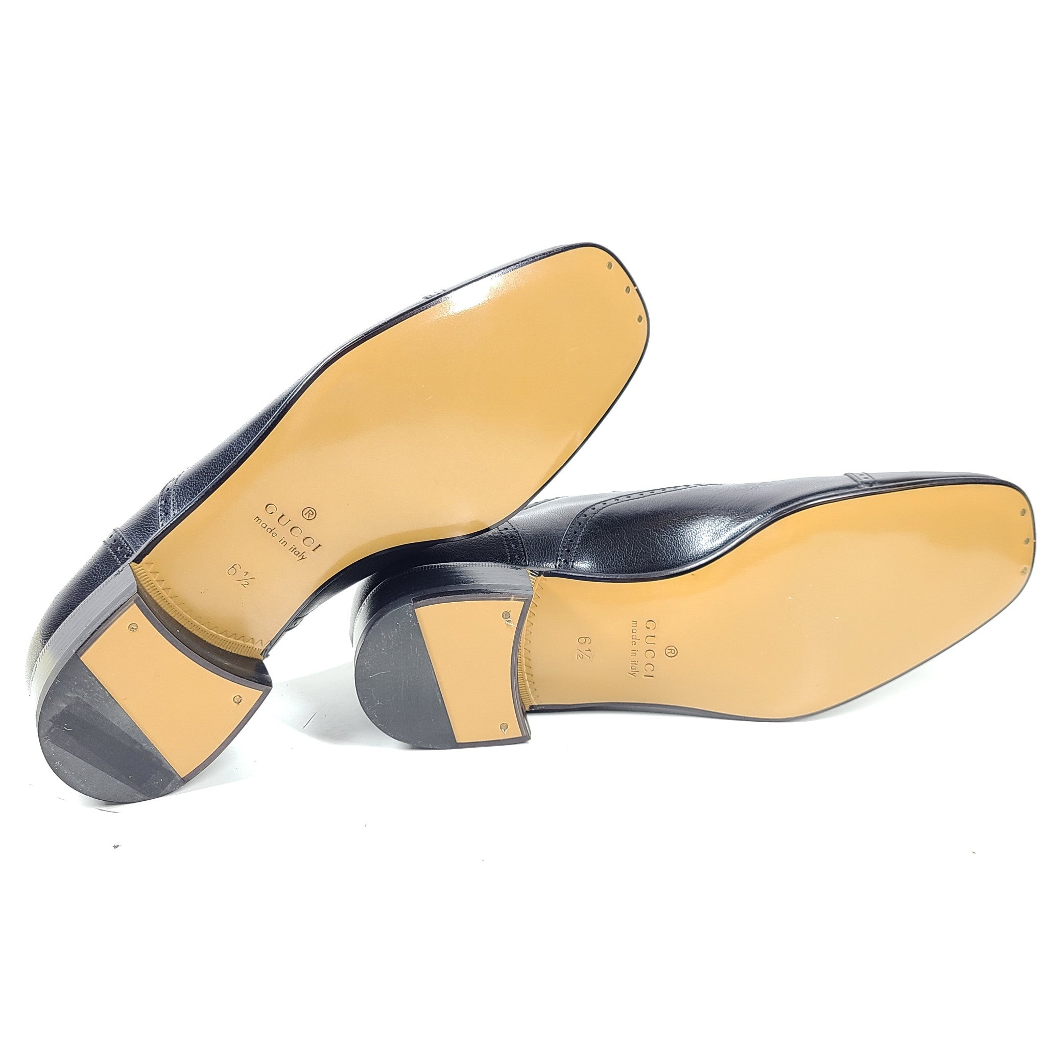 Gucci Men's Leather Oxford Dress Shoes with Brogue Detail 598300 US Sz 7