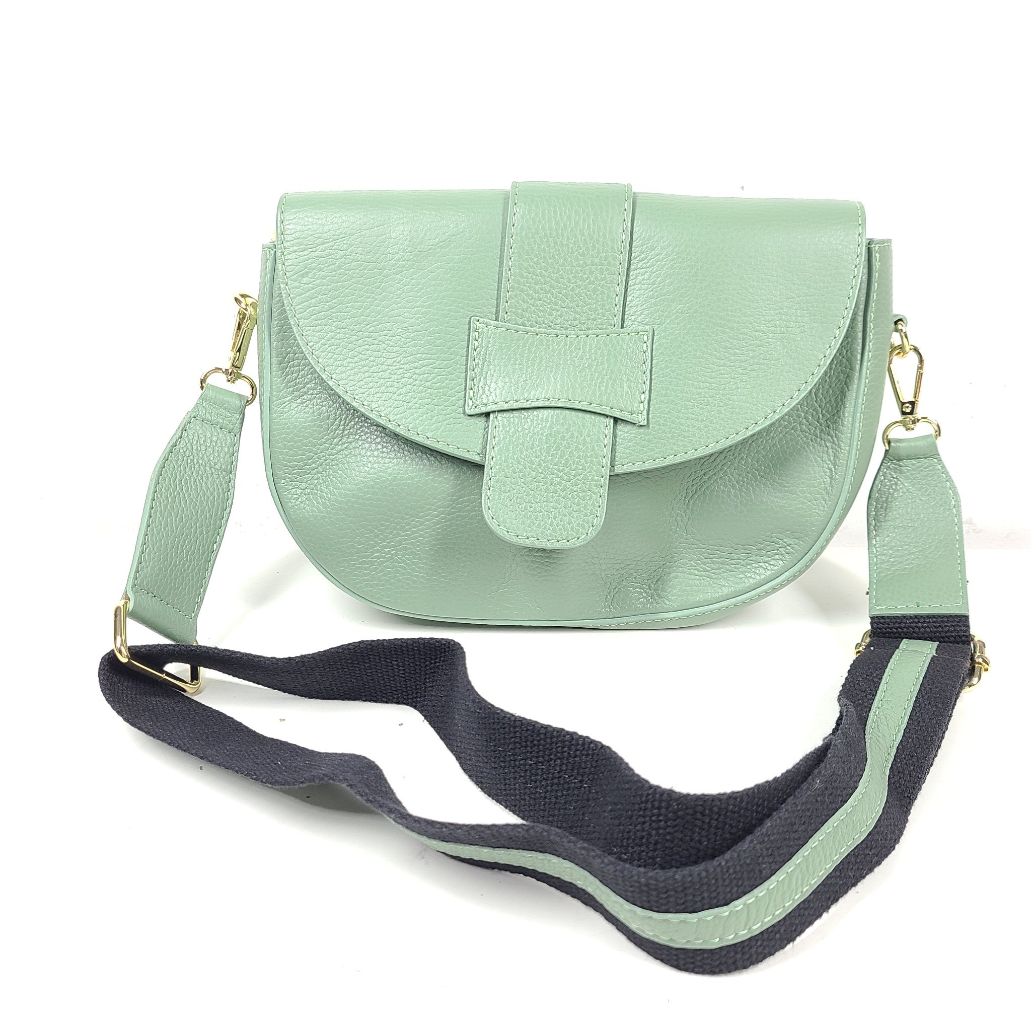Mazzi d'Fiori Alessia Real Leather Satchel Crossbody Shoulder Bag Green