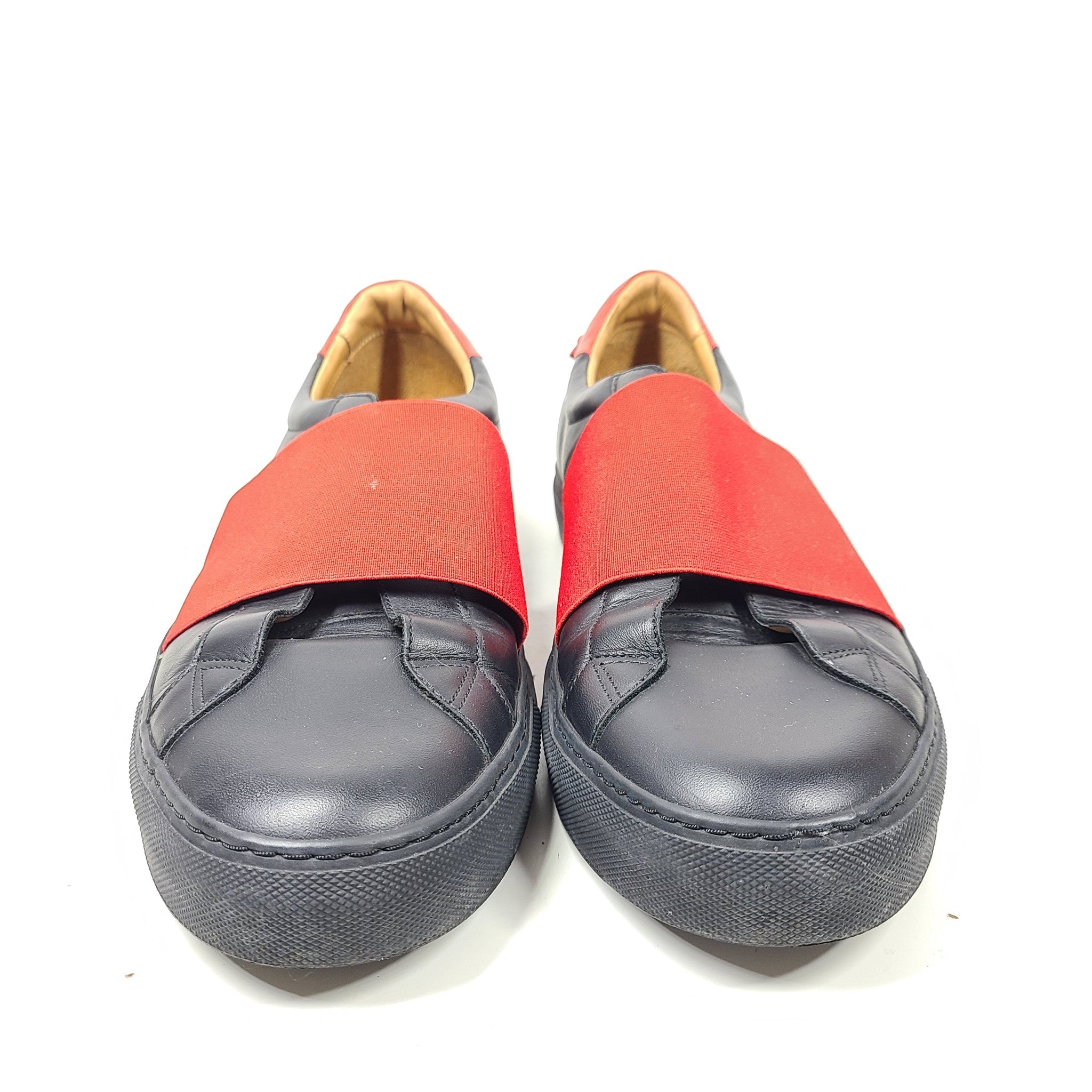 GIVENCHY Men's Red Strap Sneakers Shoes Black Leather Sz 44 US 11