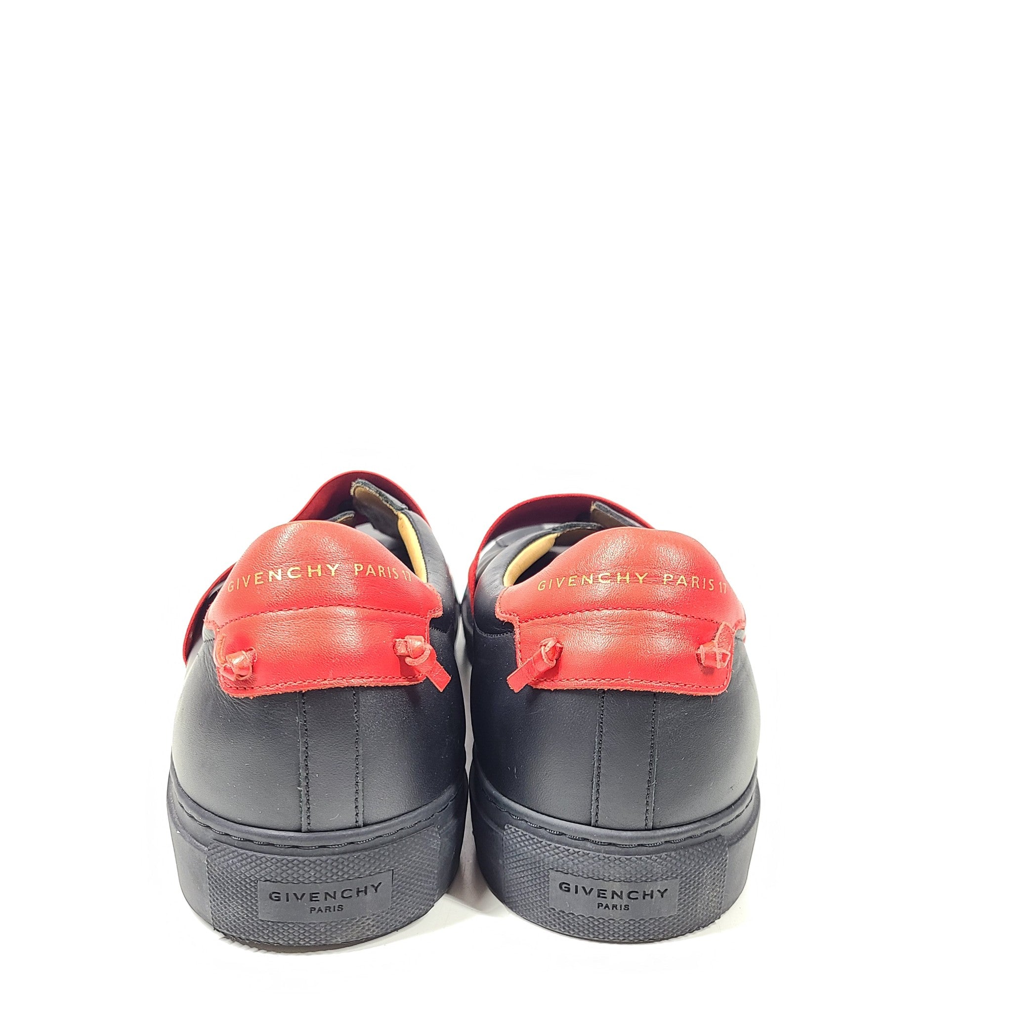 GIVENCHY Men's Red Strap Sneakers Shoes Black Leather Sz 44 US 11