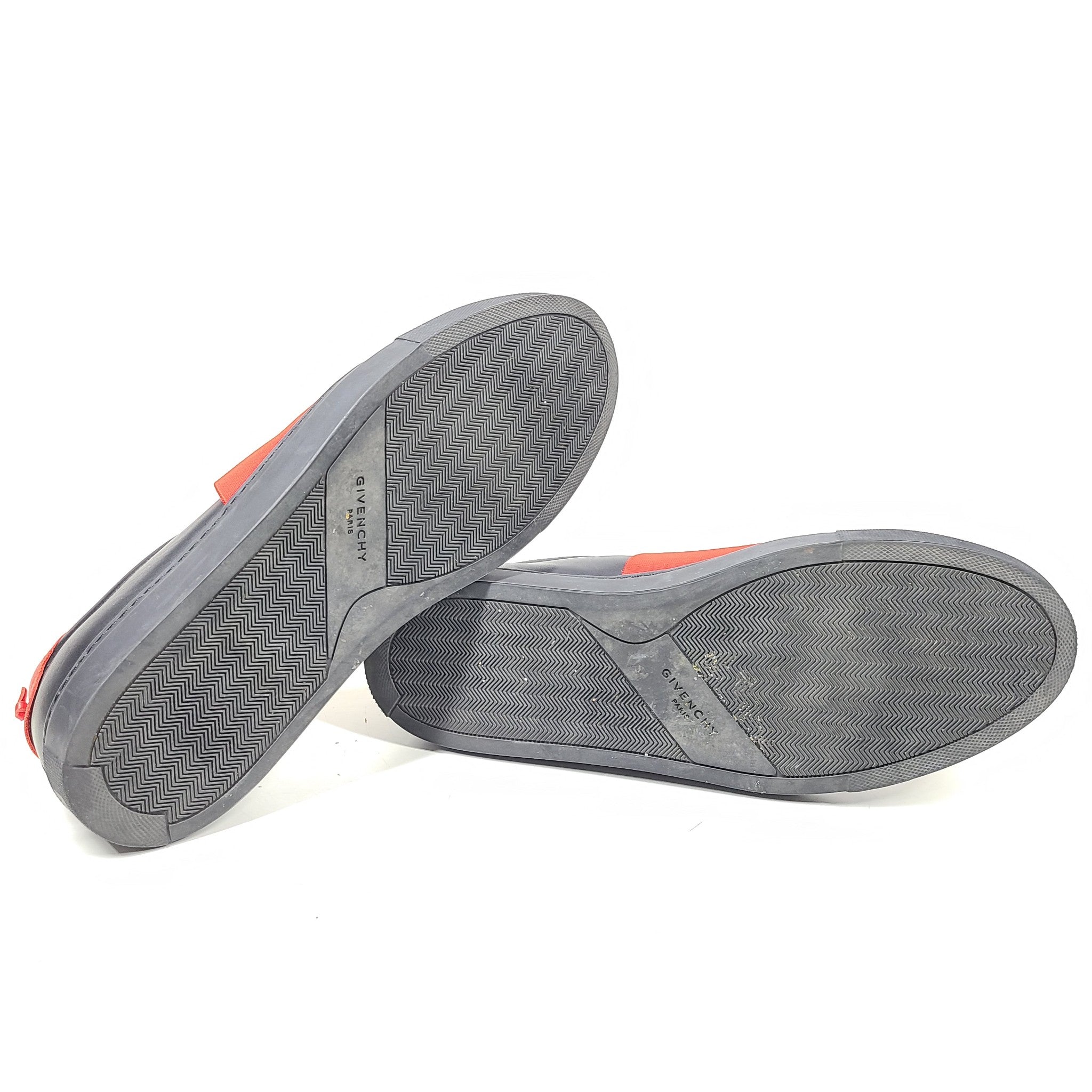 GIVENCHY Men's Red Strap Sneakers Shoes Black Leather Sz 44 US 11