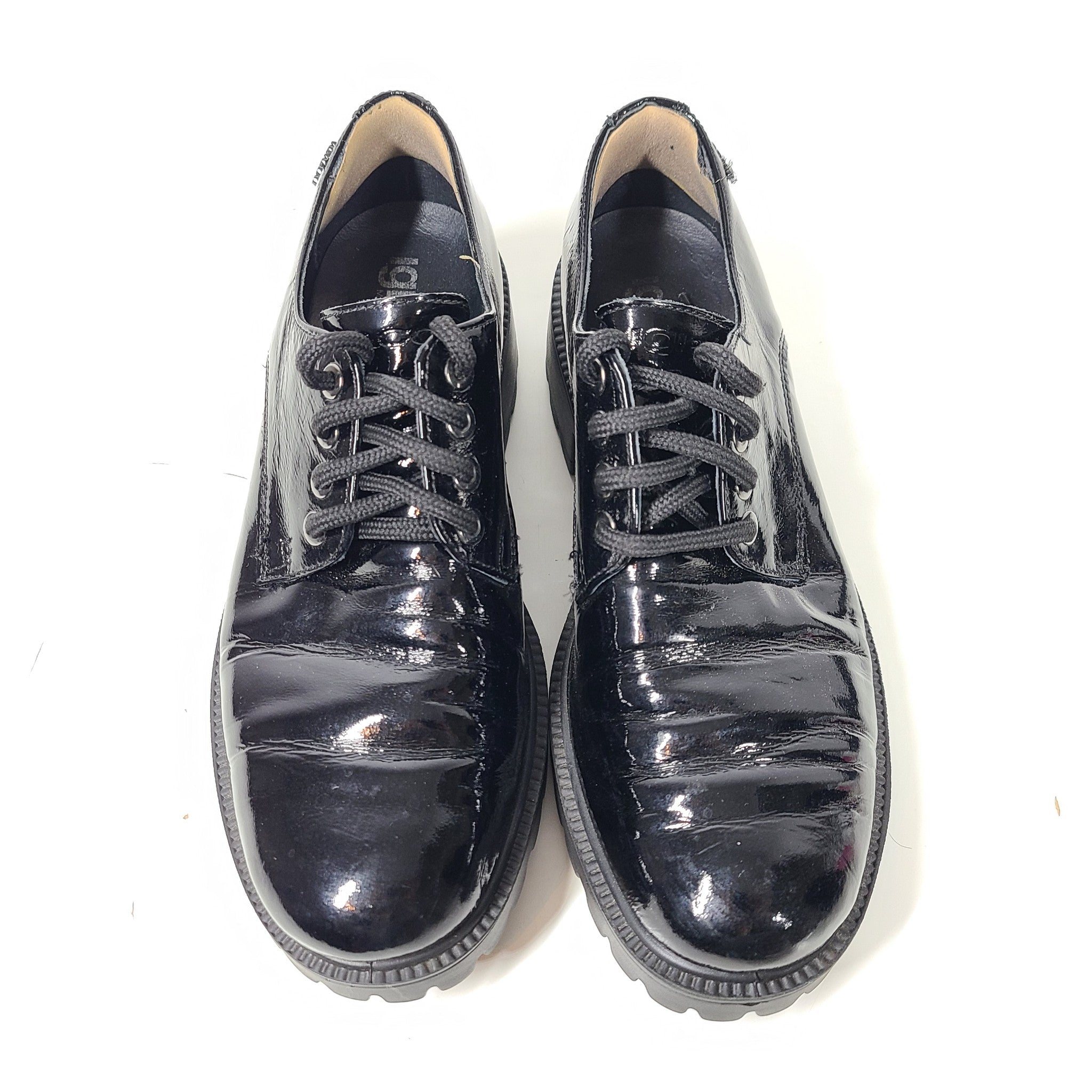 IGI & CO Women's Patent Leather Platform Oxfords Black Sz 7
