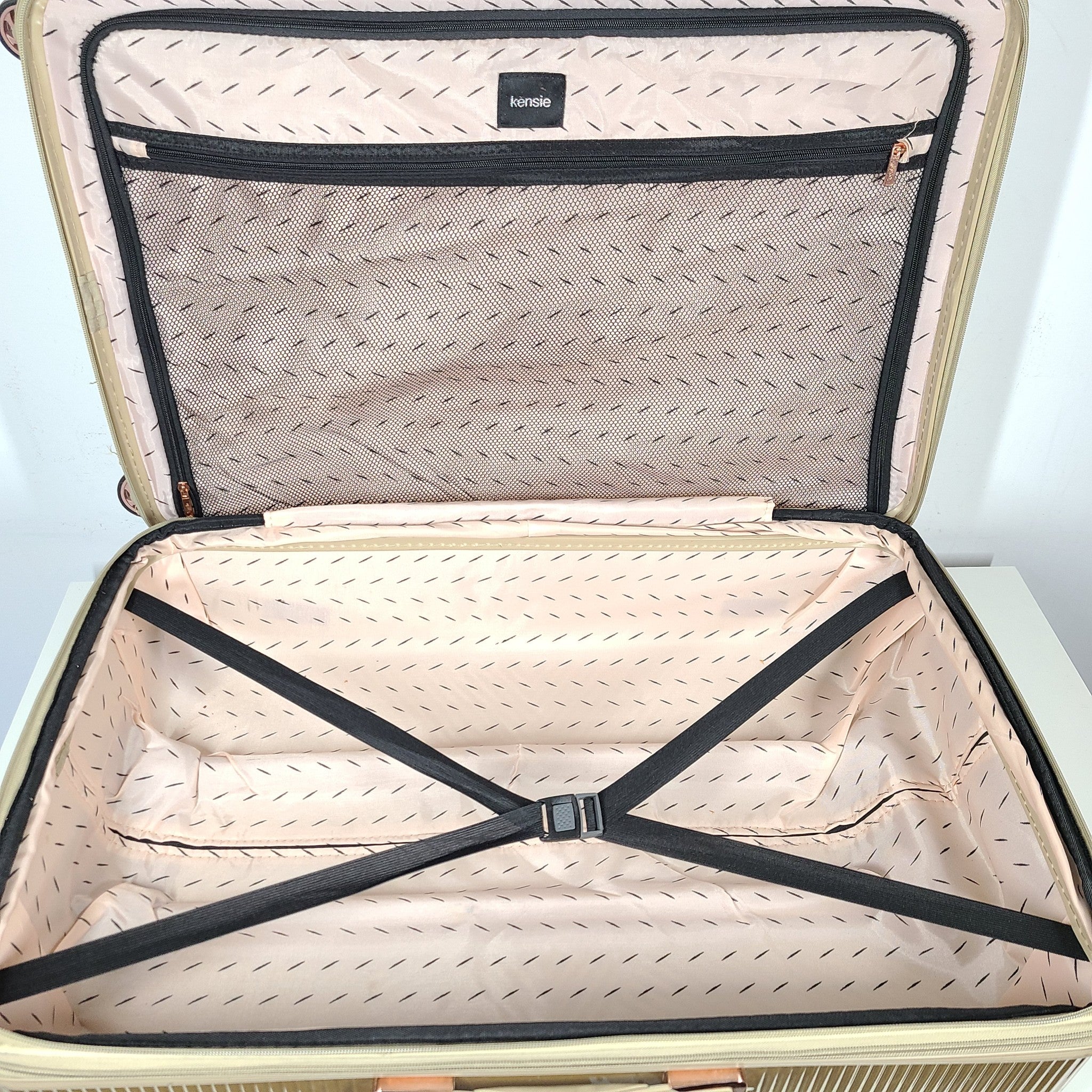 Kensie Dawn 29" Spinner Check In Luggage Hard Shell Expandable Pale Gold