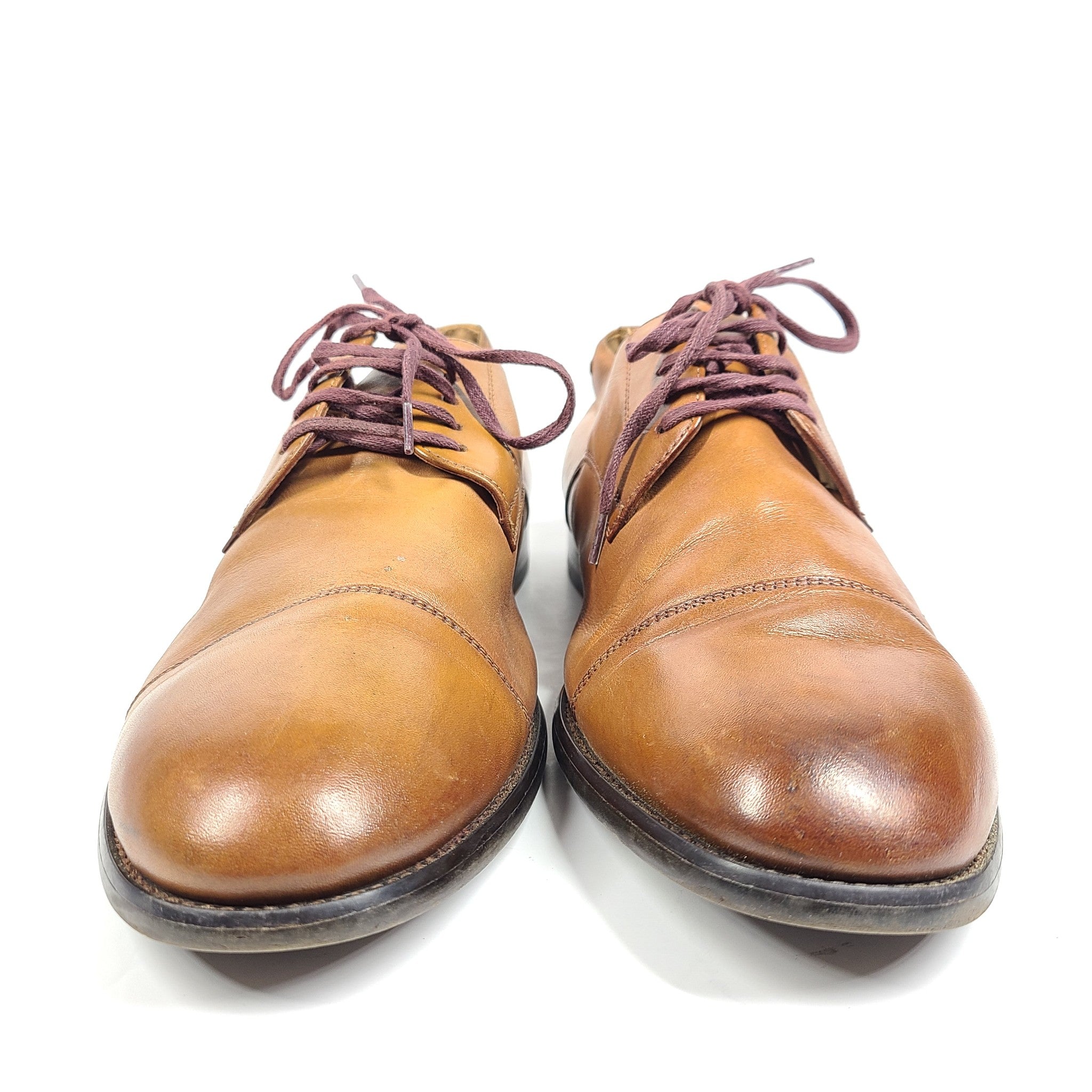 Digel Skipp Men's Cap Toe Leather Oxford Dress Shoes Cognac Brown Sz 8