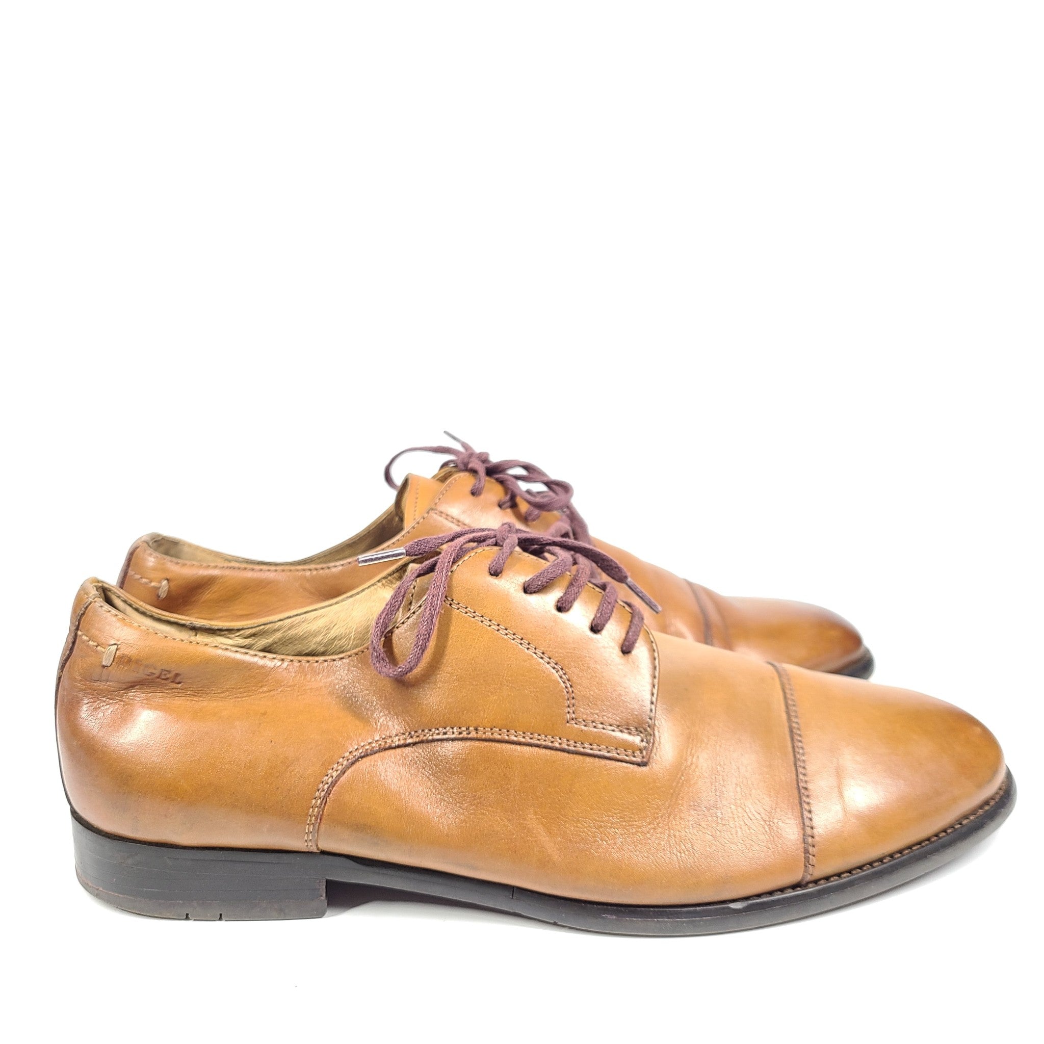 Digel Skipp Men's Cap Toe Leather Oxford Dress Shoes Cognac Brown Sz 8
