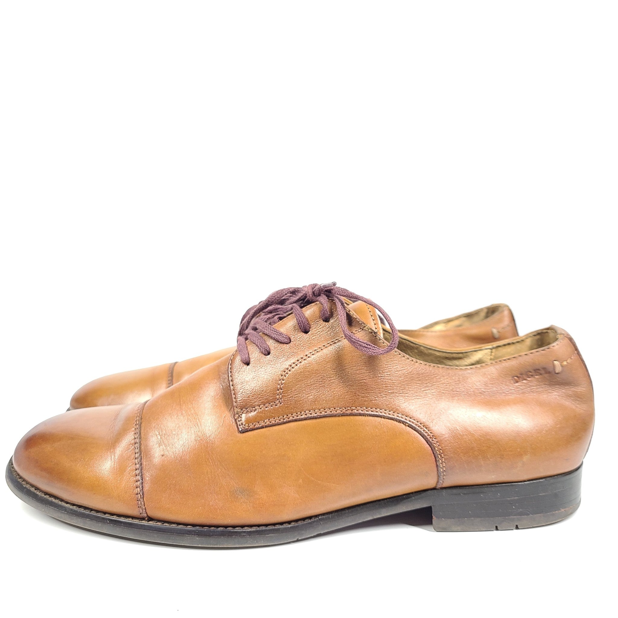 Digel Skipp Men's Cap Toe Leather Oxford Dress Shoes Cognac Brown Sz 8