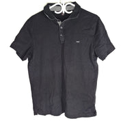 Michael Kors Men's Logo Embroidered Polo Shirt Black Plaid Detail Sz M