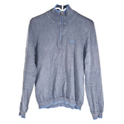 Hugo Boss Men's Organic Cotton 1/4 Zip Neck Sweater w/ Curved Logo Dark Blue S