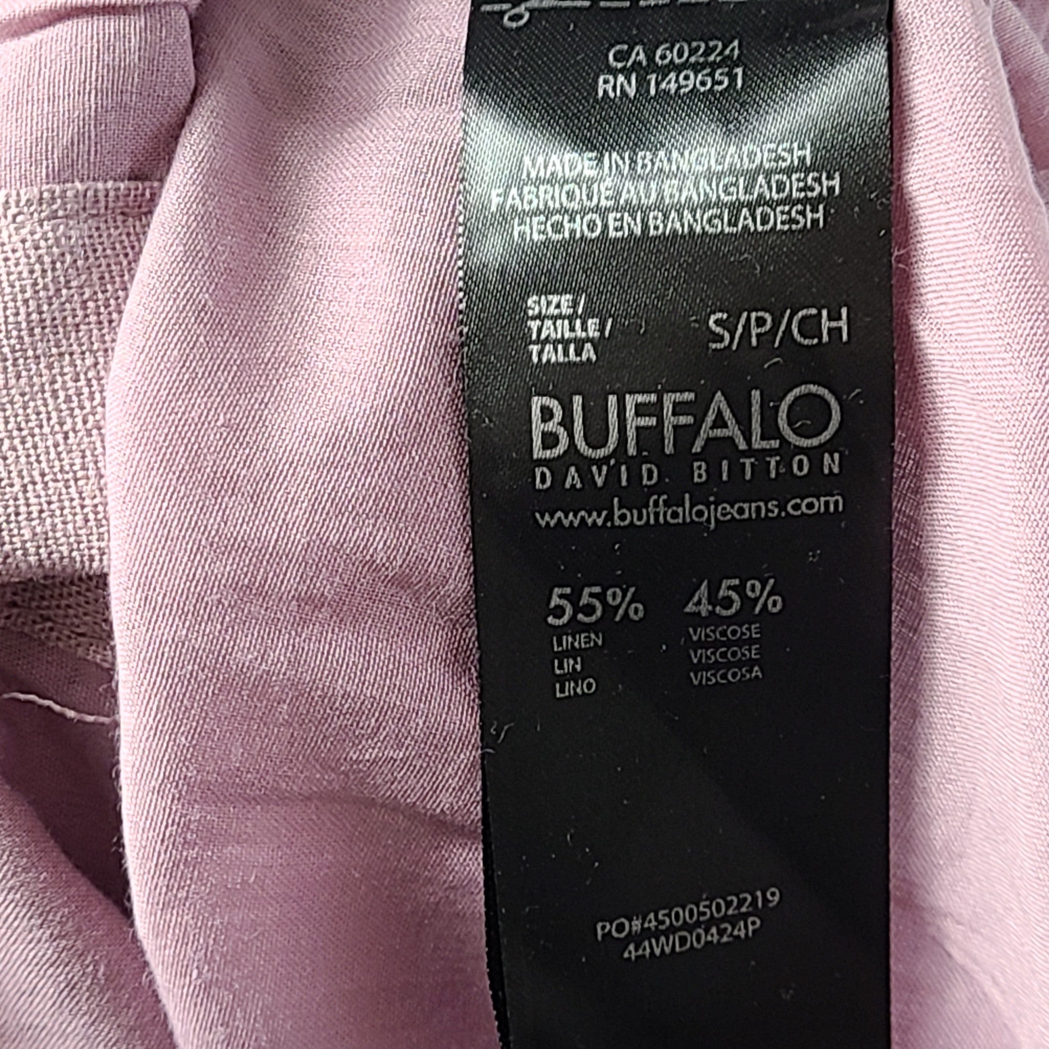 Buffalo David Bitton Buttoned Linen Mariposa Dress Elderberry Lavender Sz S