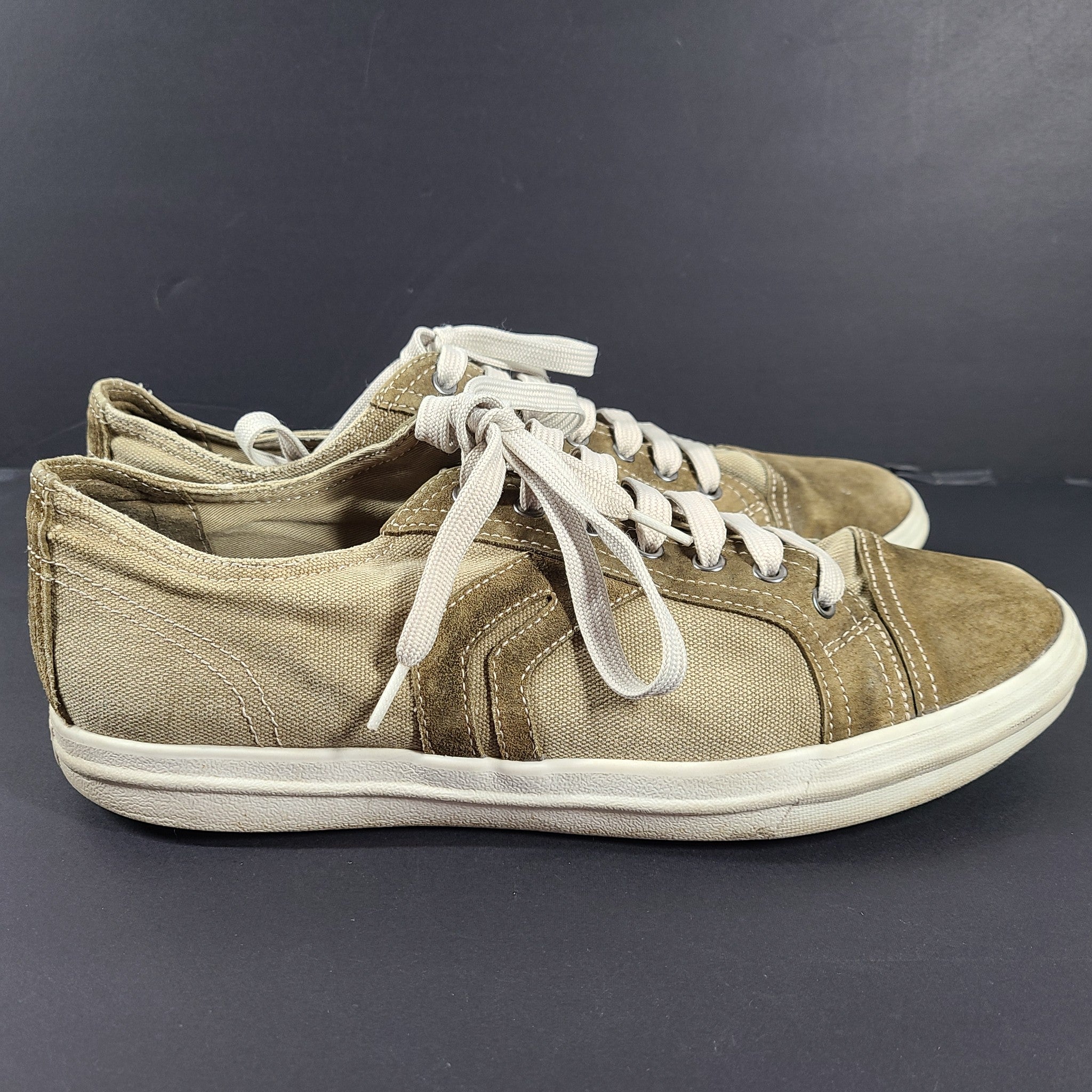 Geox Men's Sneakers Casual Shoes Sneakers Canvas Suede Taupe Beige US12.5