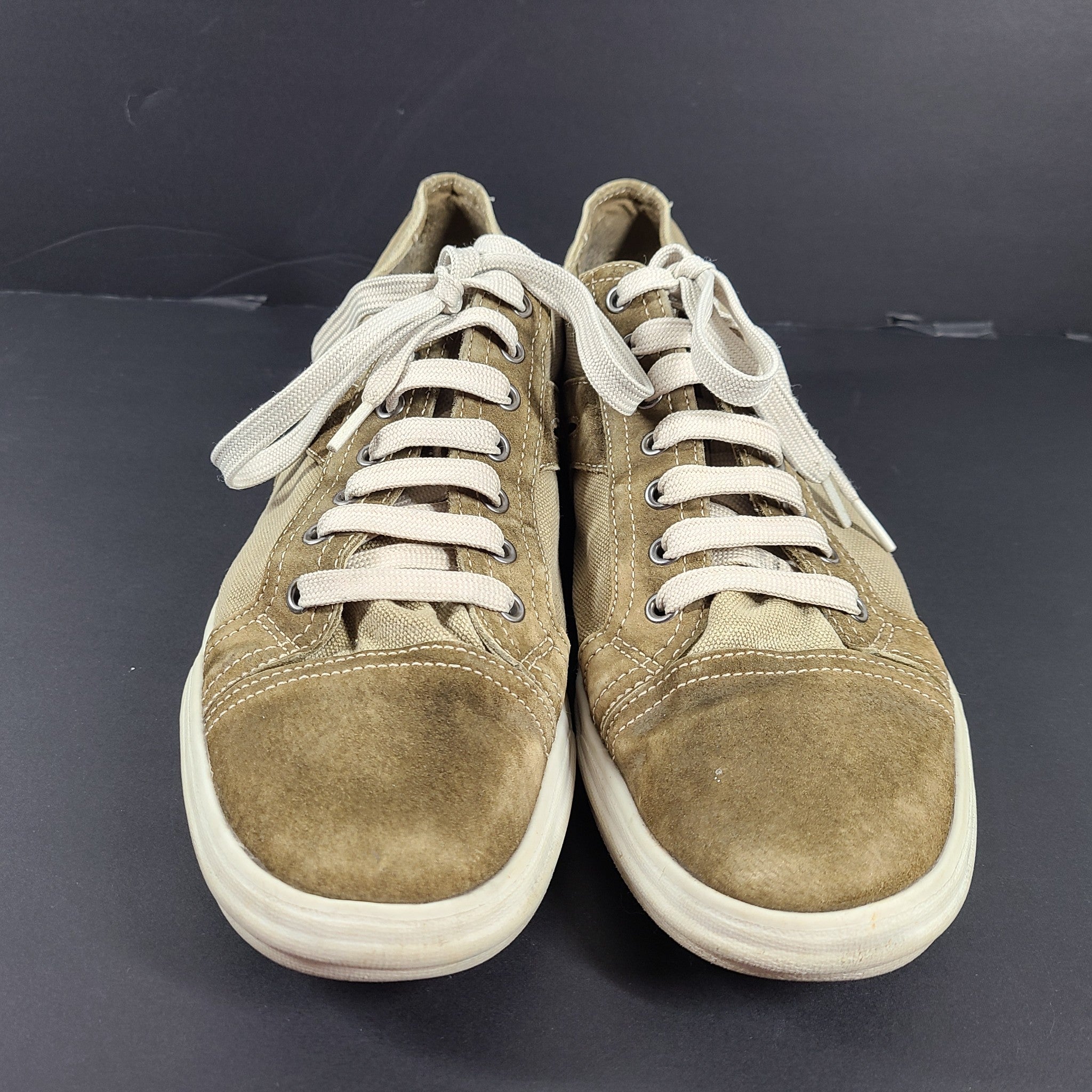 Geox Men's Sneakers Casual Shoes Sneakers Canvas Suede Taupe Beige US12.5