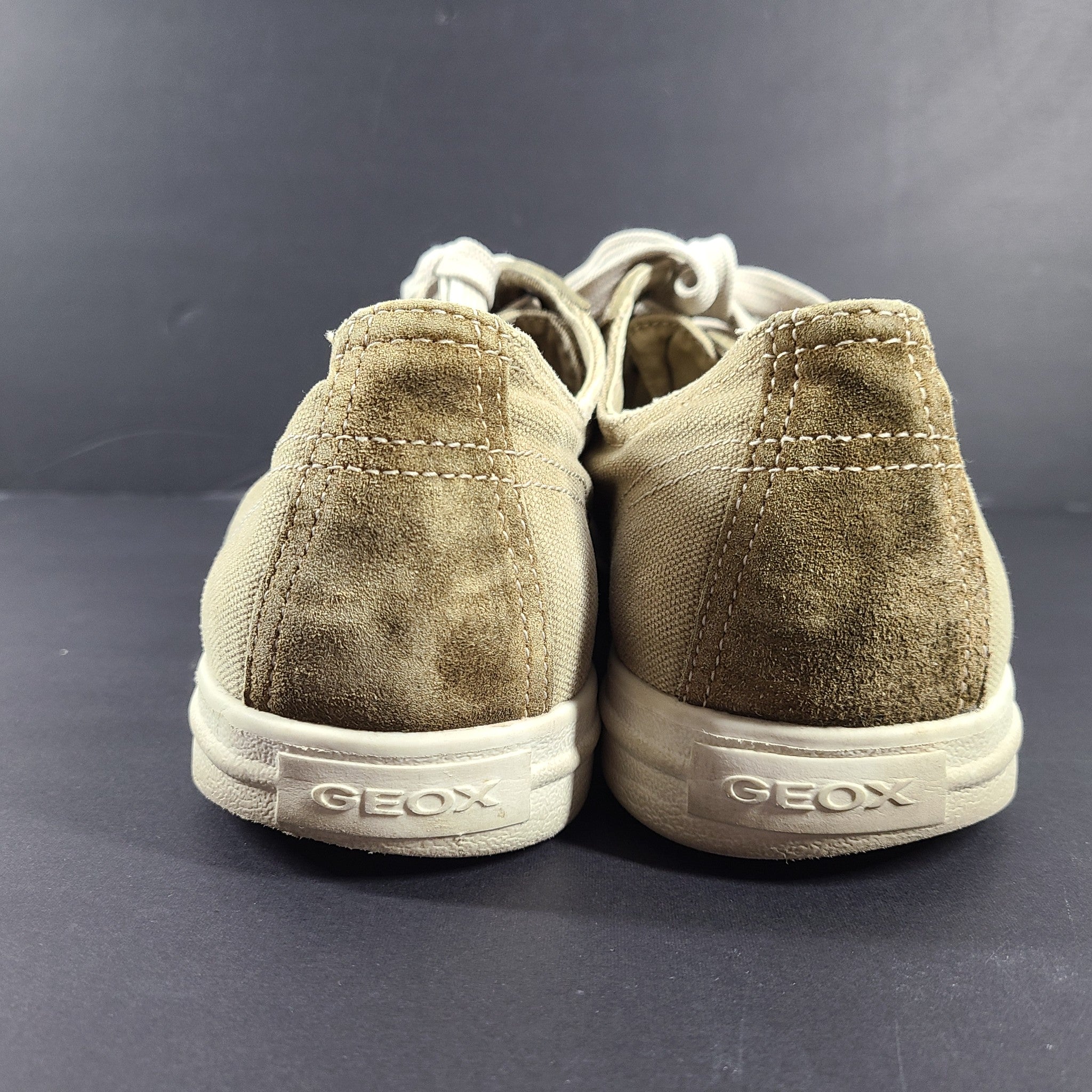 Geox Men's Sneakers Casual Shoes Sneakers Canvas Suede Taupe Beige US12.5