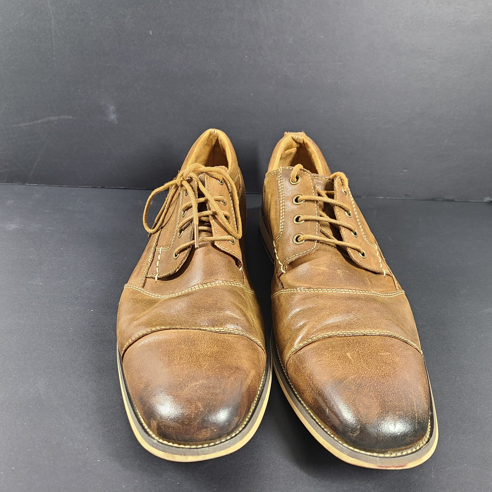 Steve Madden Men's Jessup Cap Toe Oxford Shoes Brown Leather US Sz 13