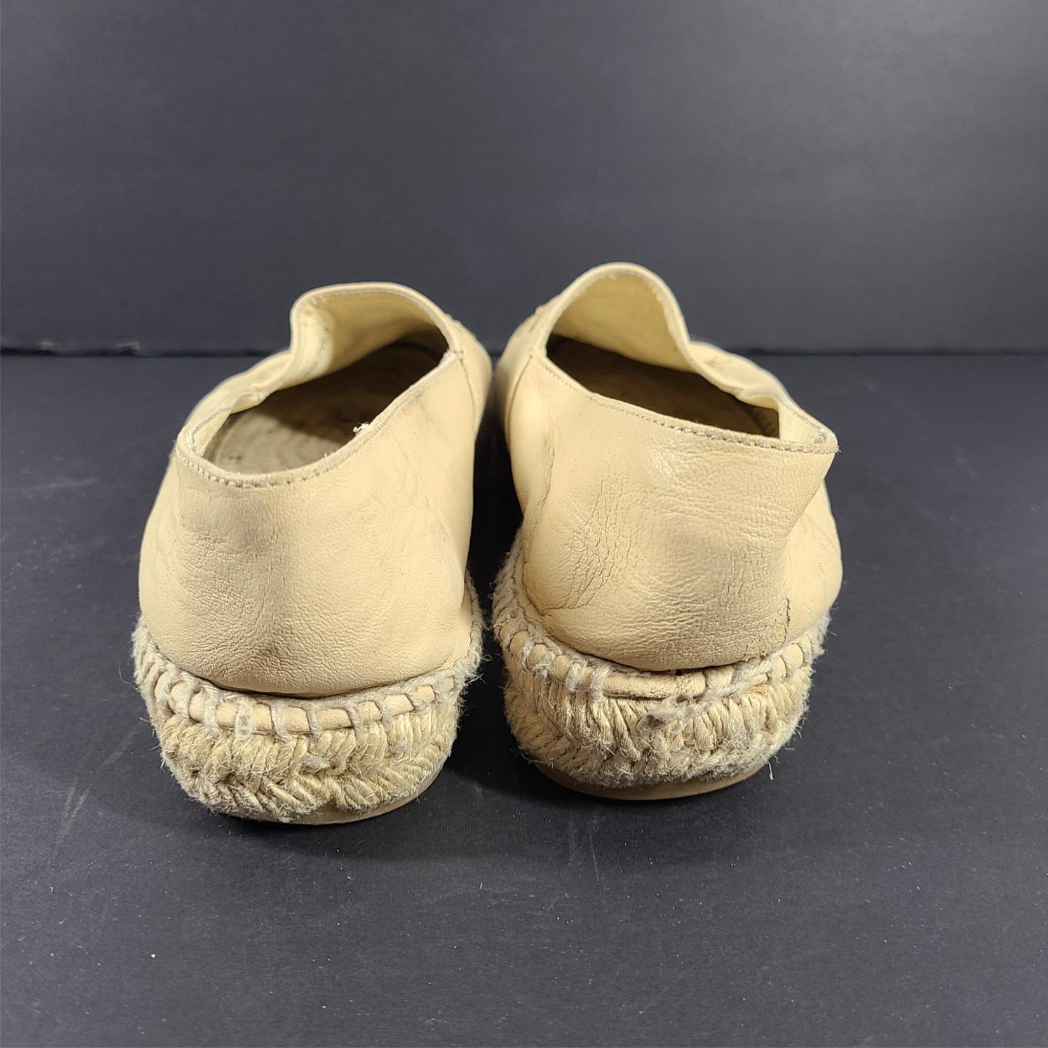 Chanel Women's Lambskin Leather CC Cap Toe Espadrilles Beige/Black G29762 8