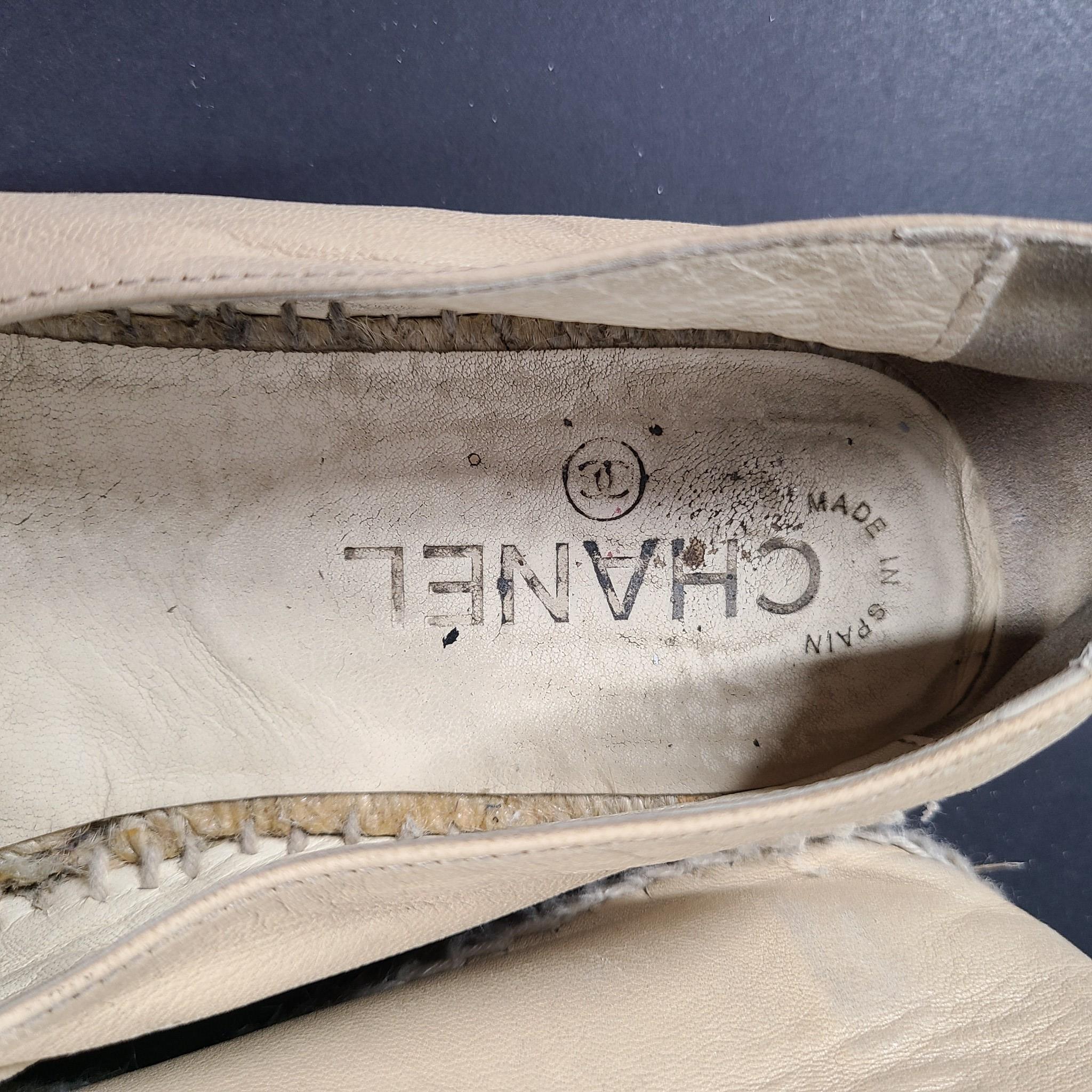 Chanel Women's Lambskin Leather CC Cap Toe Espadrilles Beige/Black G29762 8