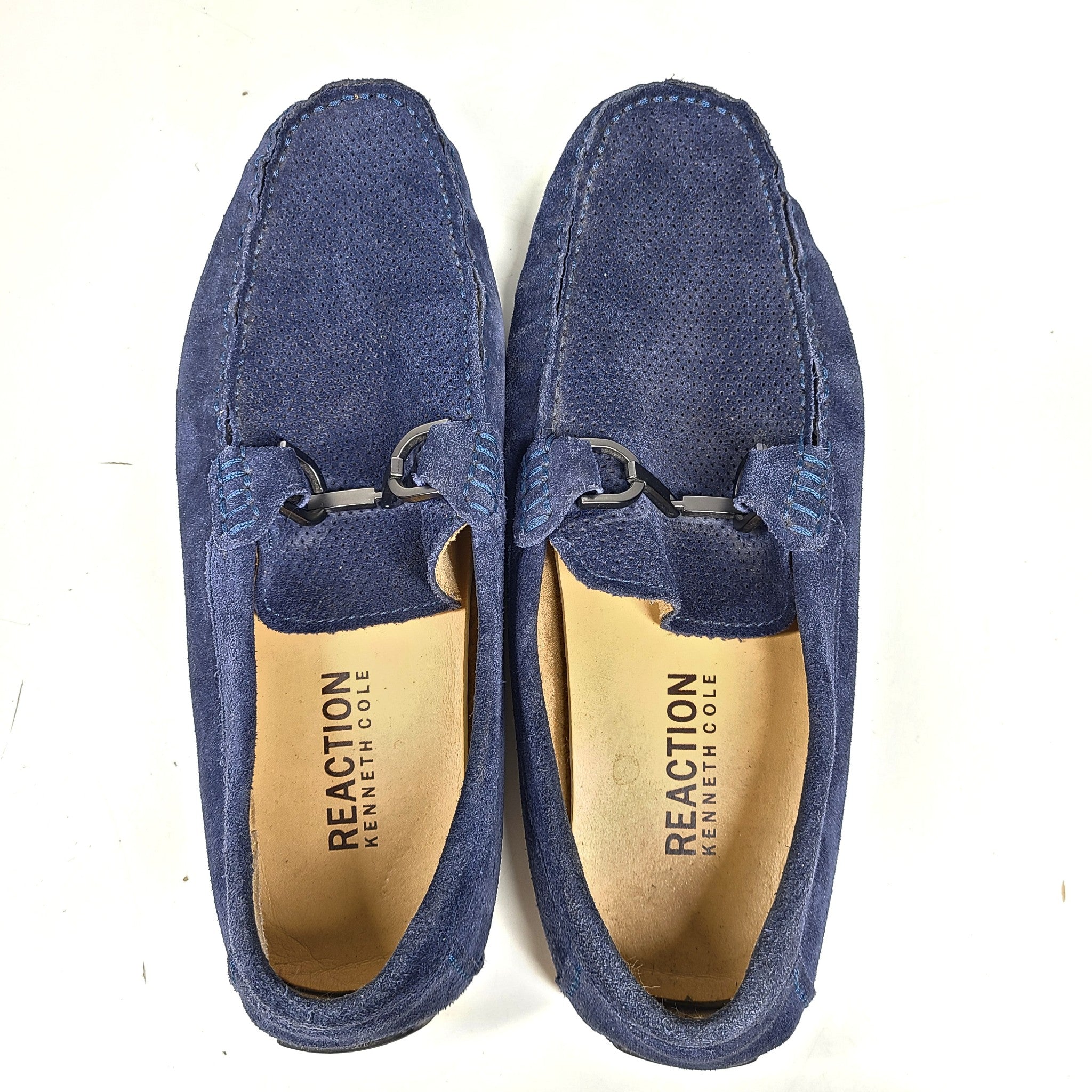 Kenneth Cole Reaction Men's Sing Song Slip On Loafers Moccasins Blue Suede Sz 8