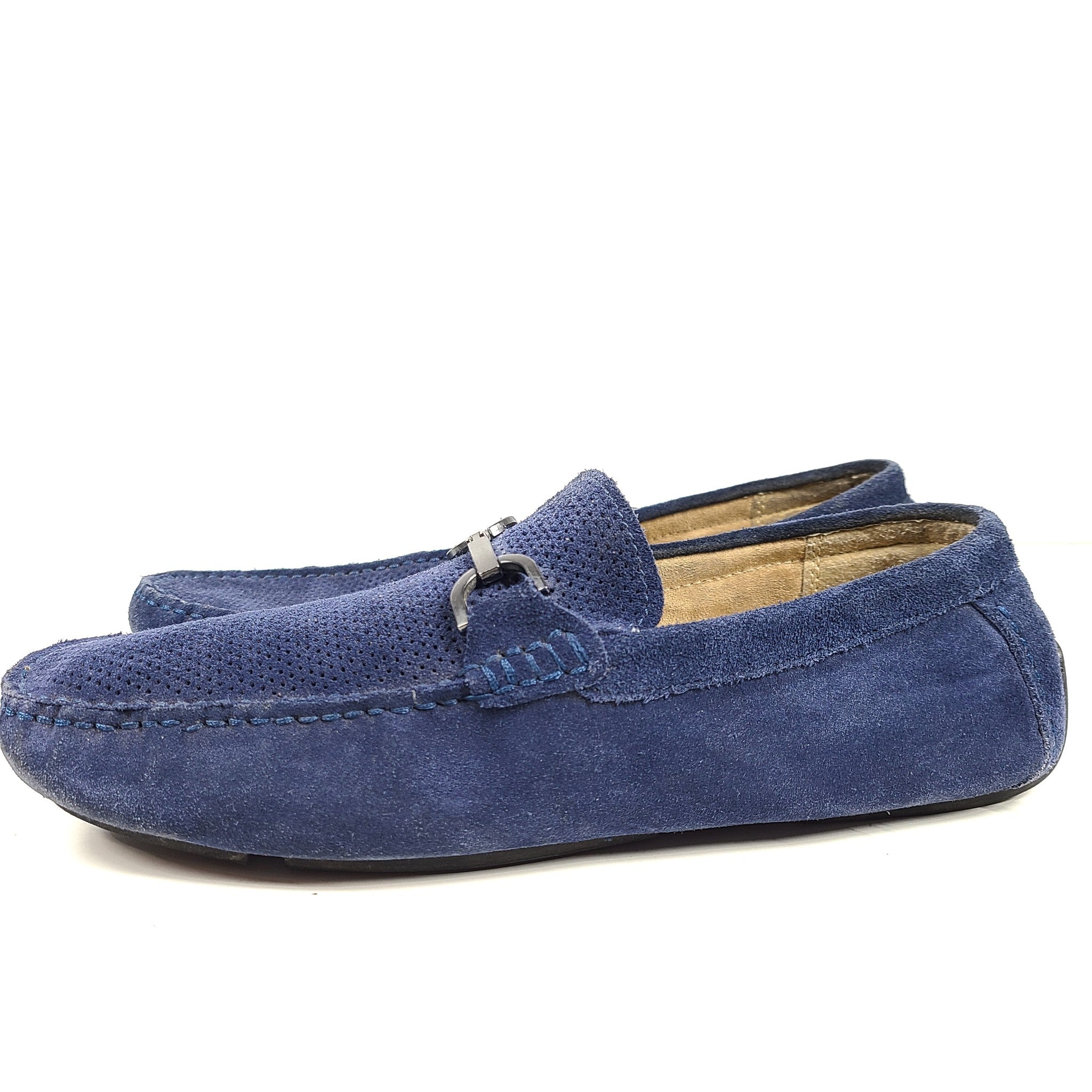 Kenneth Cole Reaction Men's Sing Song Slip On Loafers Moccasins Blue Suede Sz 8