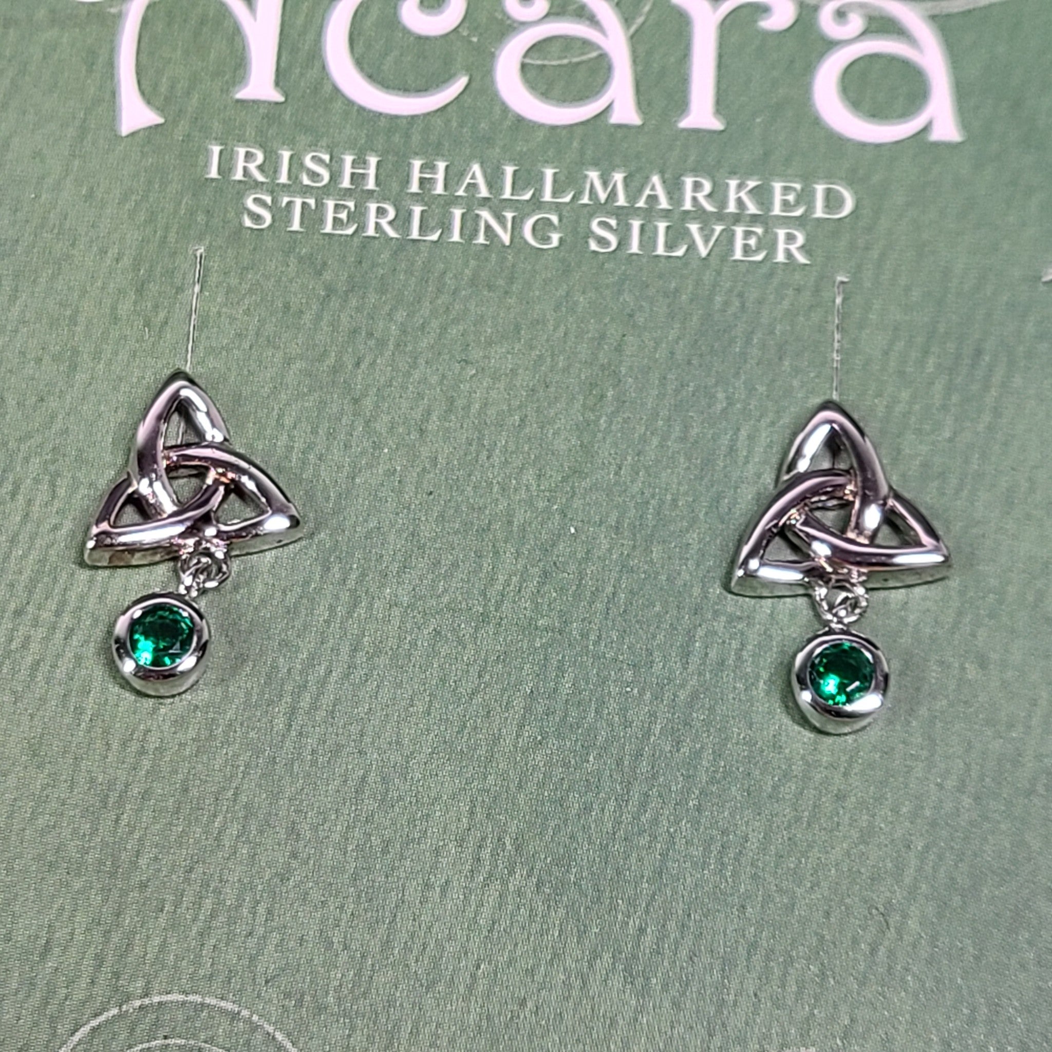 Acara Sterling Silver Trinity Knot Stud Earrings + Necklace Irish Hallmarked