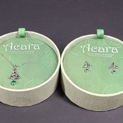 Acara Sterling Silver Trinity Knot Stud Earrings + Necklace Irish Hallmarked