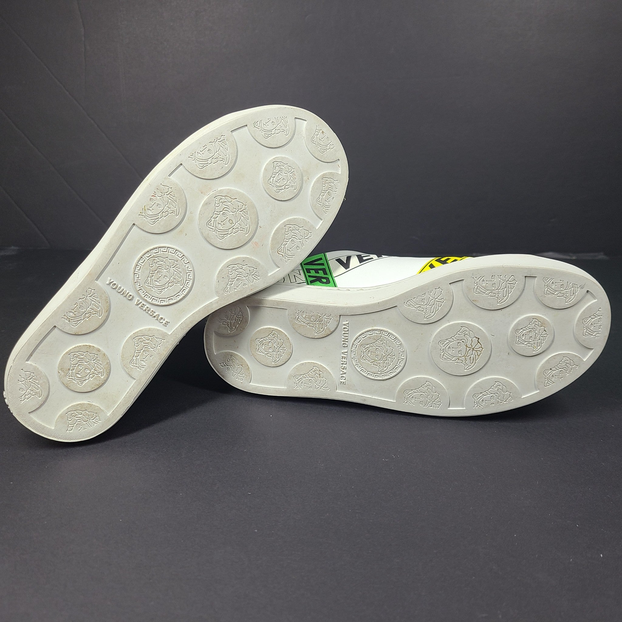 Young Versace Kid's White Leather Slip-on Trainers Sneakers Shoes Sz 12.5C (30)