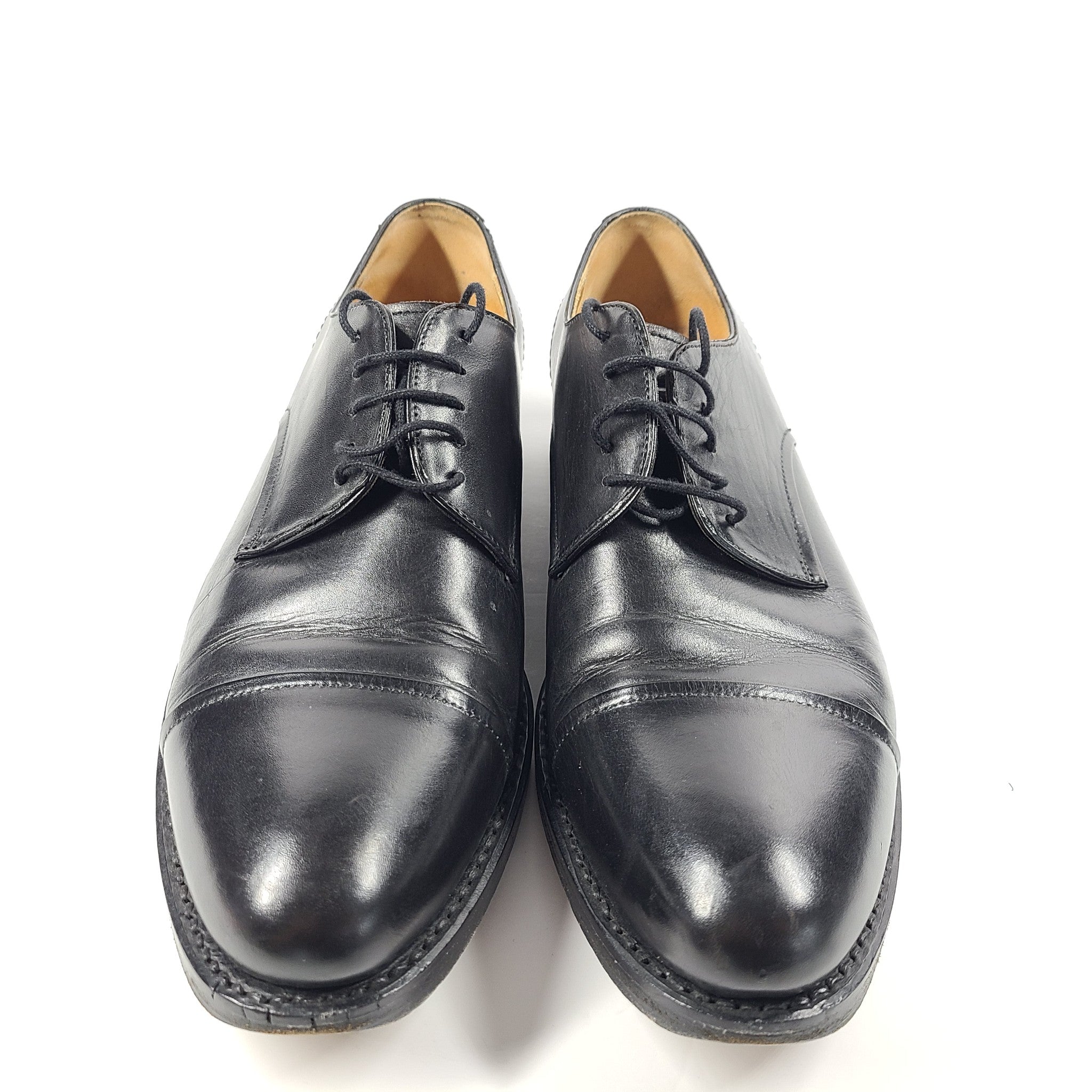 Hammerstein 'Bill' Hand Stitched Derby Shoes Cap Toe Leather Black Sz 9