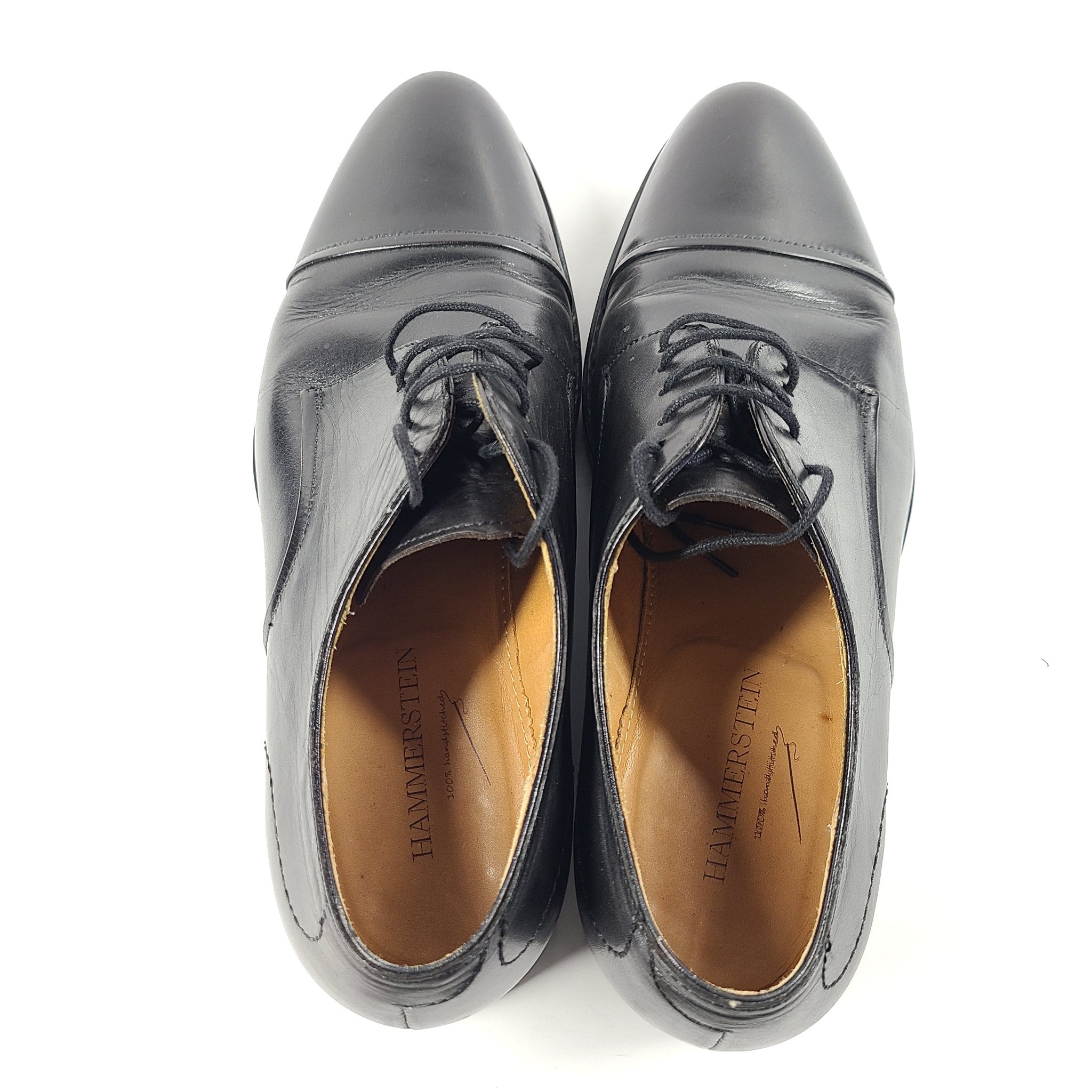 Hammerstein 'Bill' Hand Stitched Derby Shoes Cap Toe Leather Black Sz 9