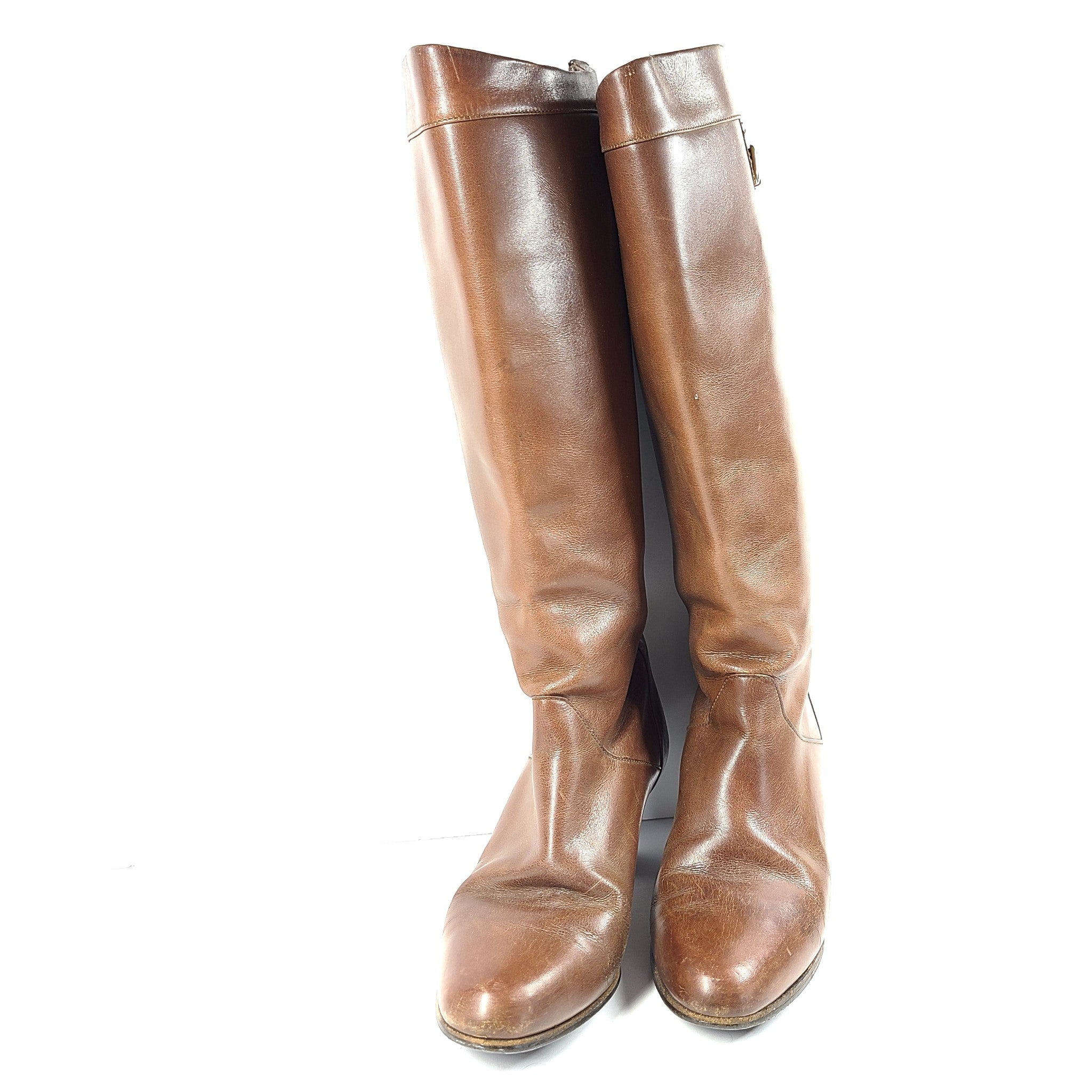 Vintage Celine Leather Riding Boots Cognac Brown Women's Sz EUR 36 / US 6