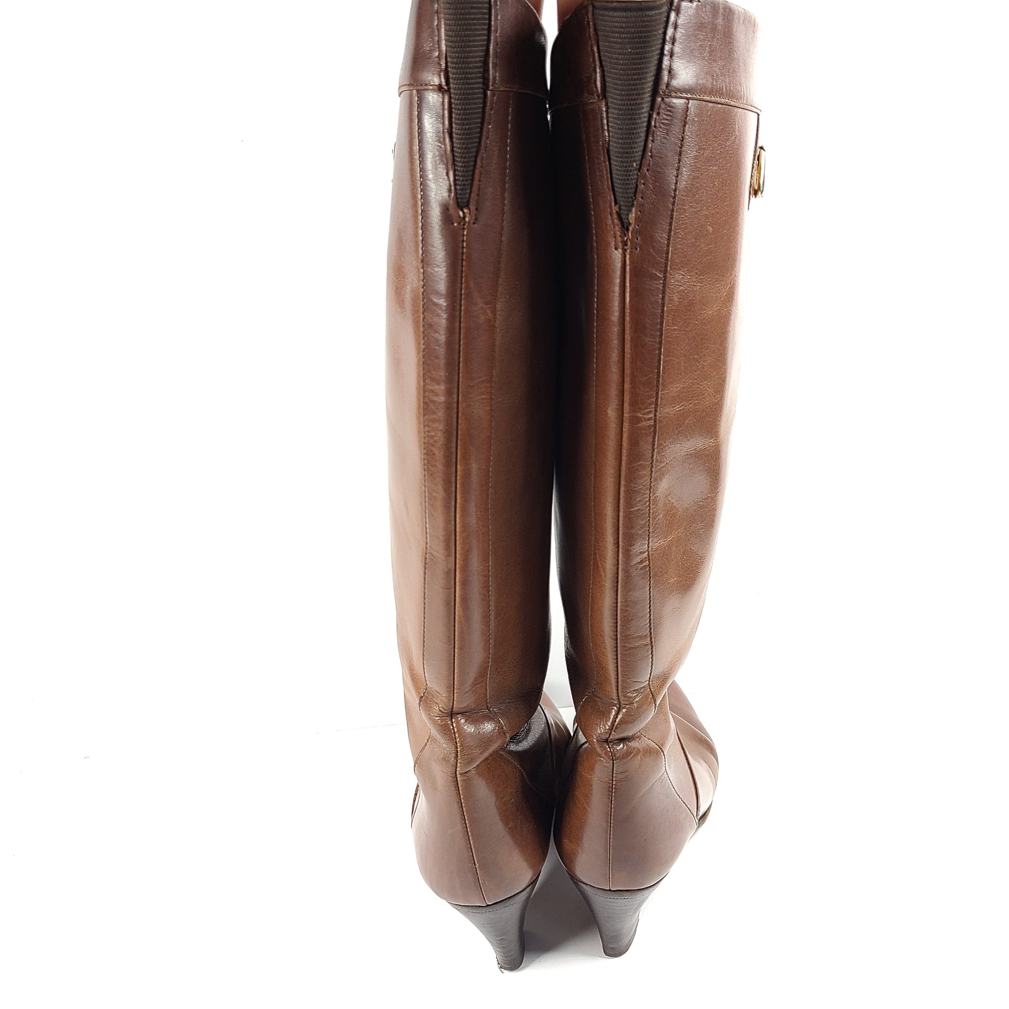 Vintage Celine Leather Riding Boots Cognac Brown Women's Sz EUR 36 / US 6