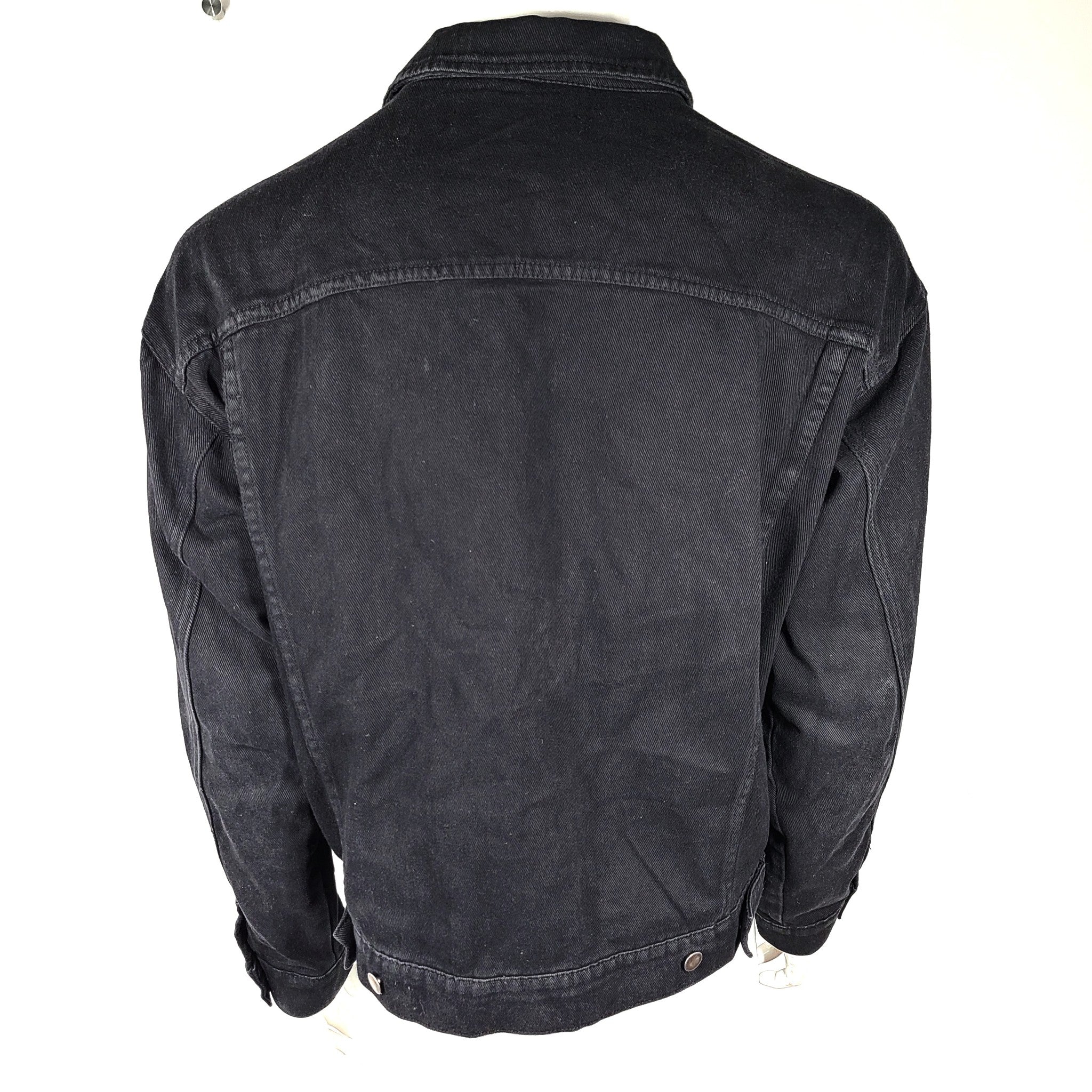 Riot Hill Men's Denim Trucker Jean Jacket Black Sz XL As Seen On Weeknd