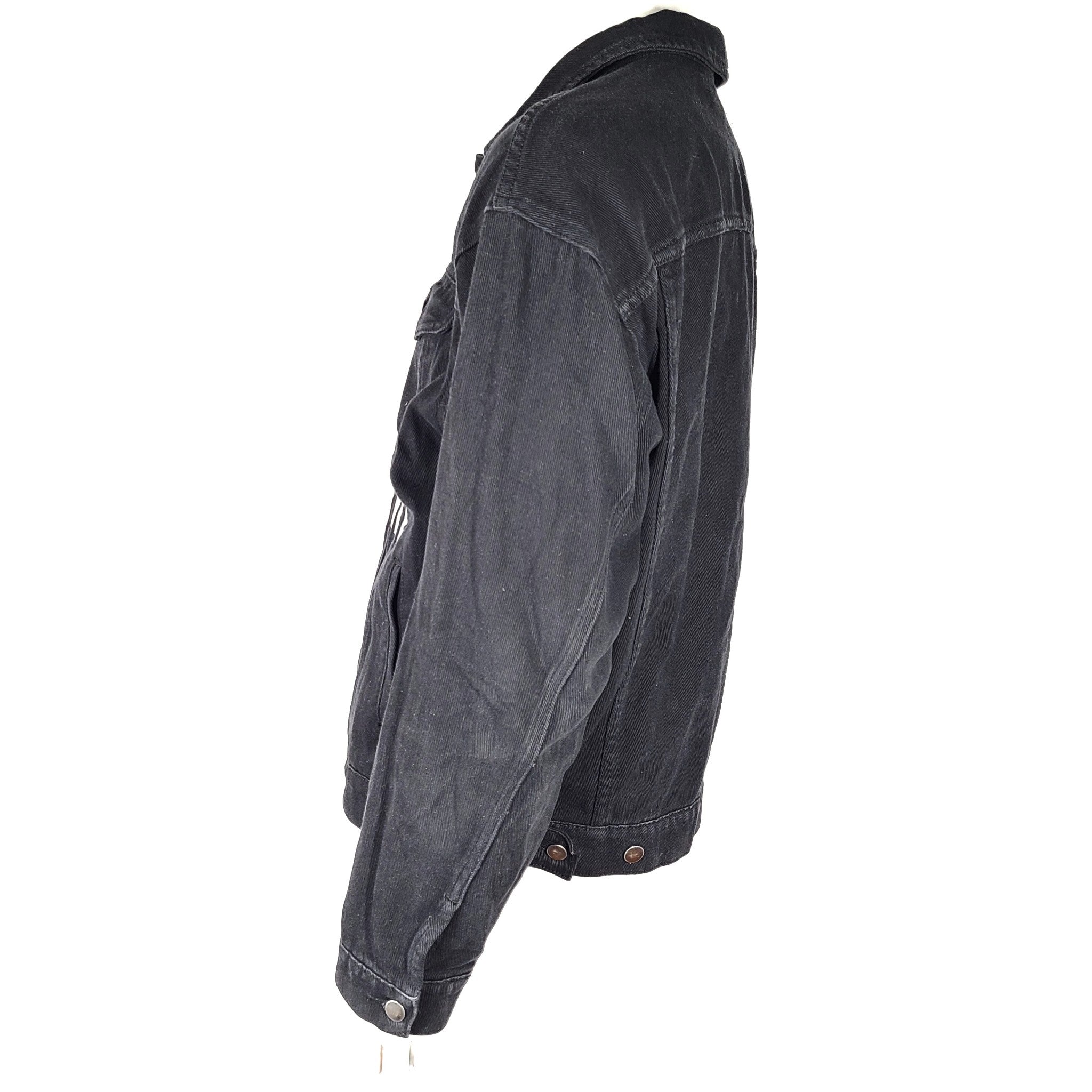 Riot Hill Men's Denim Trucker Jean Jacket Black Sz XL As Seen On Weeknd