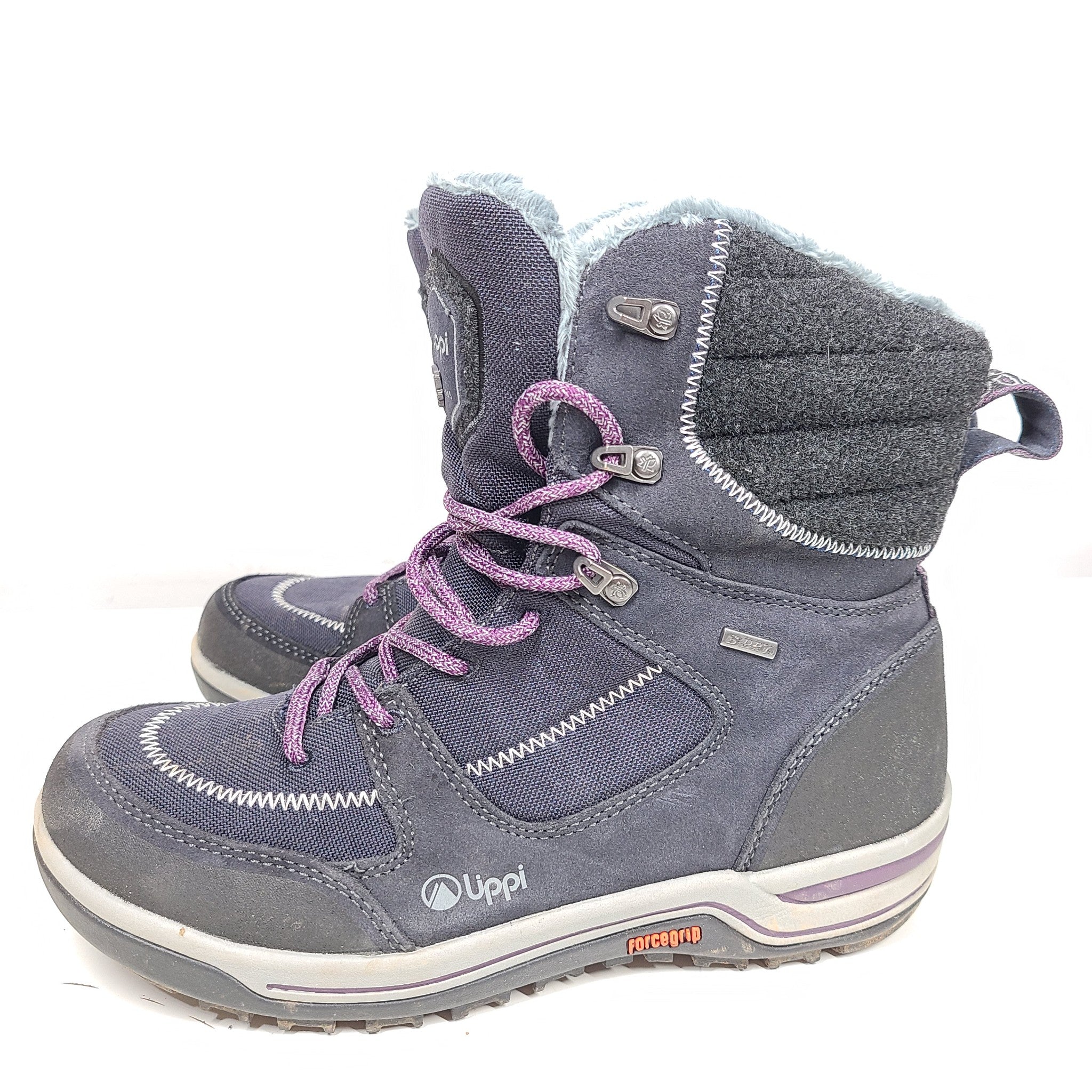 Lippi Women's Winter Snow Boots Size 8 Shoe Black and Purple Forcegrip
