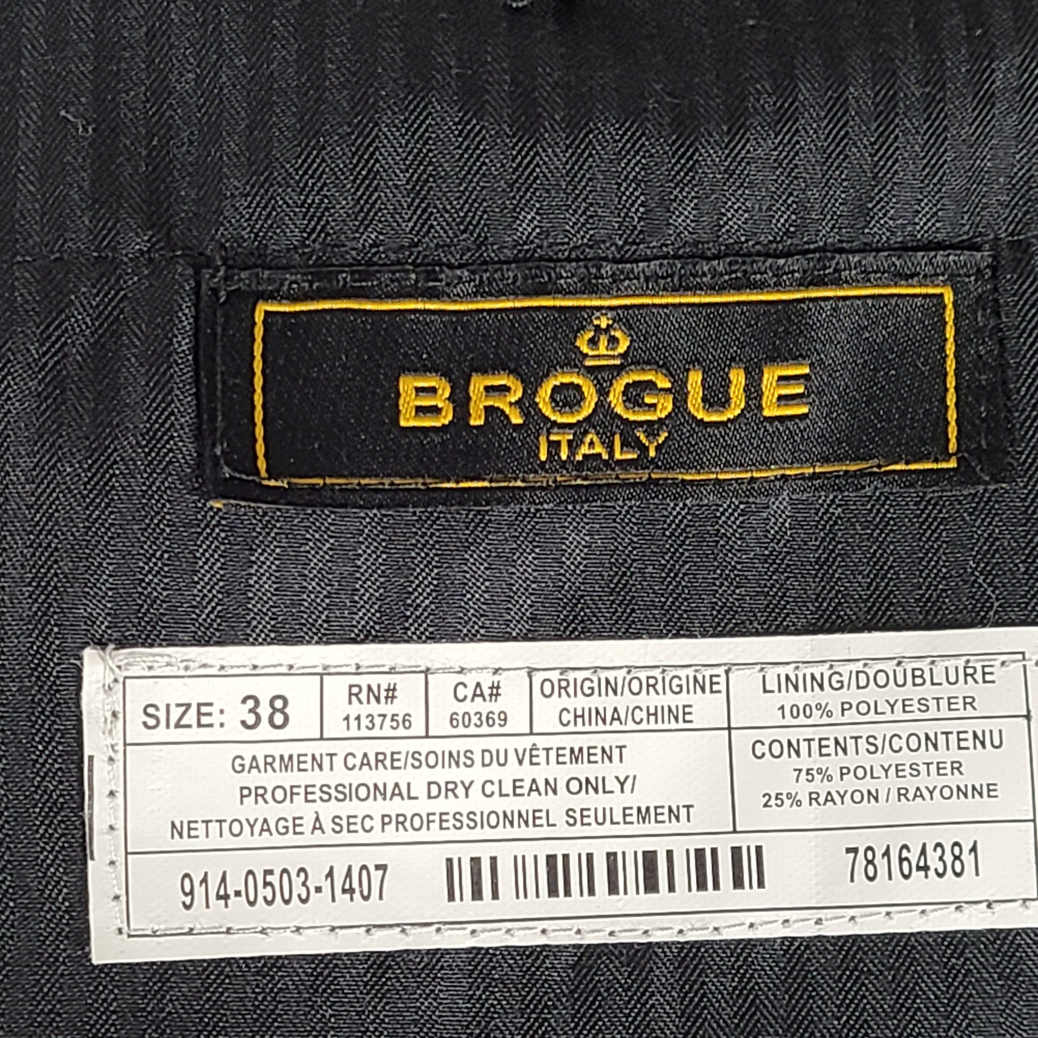 Brogue Italy Skinny Fit Suit Jacket & Pants Gray Sz 42 / 38 Waist