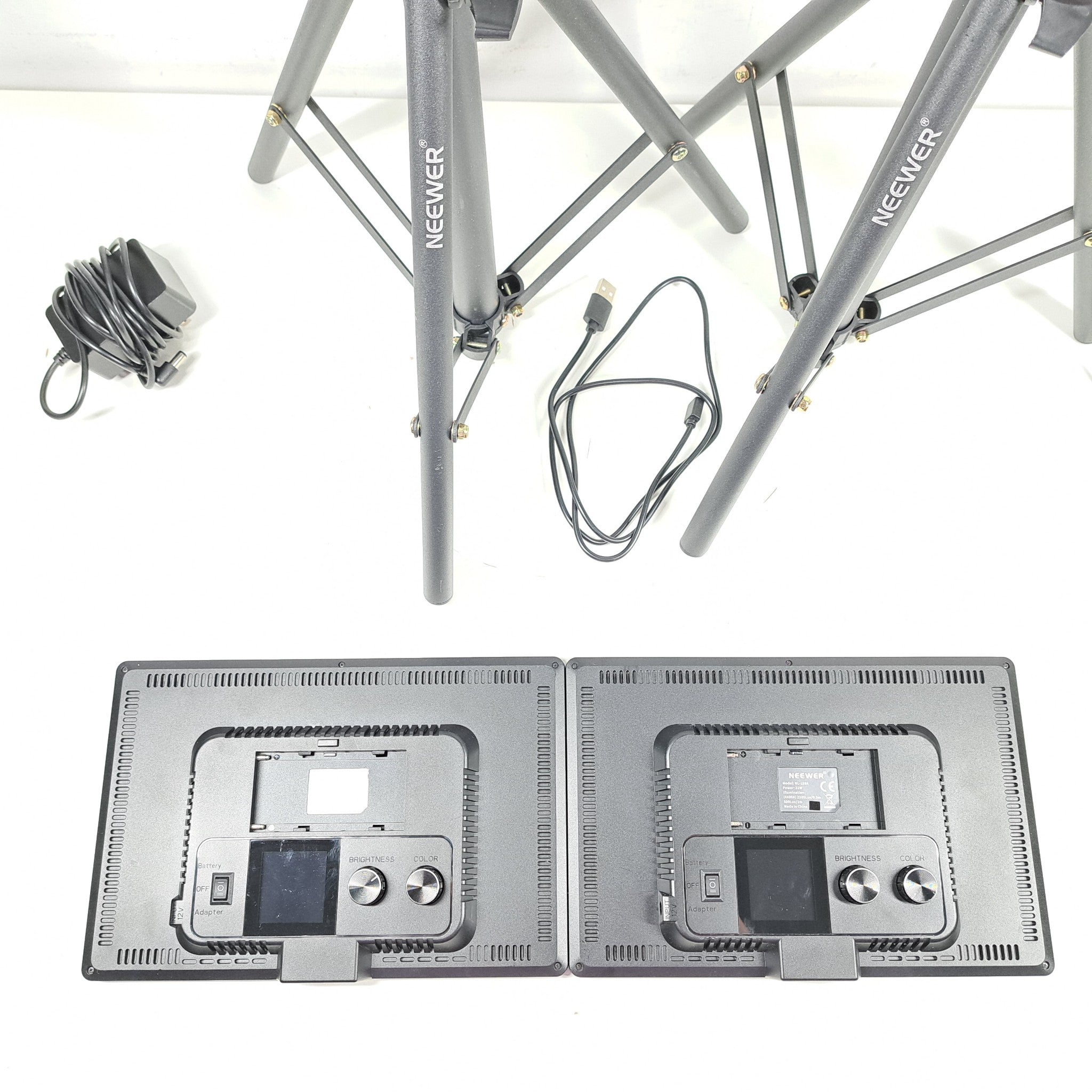Neewer LED Video Light Panel Lighting Kit 2-Pack 11.3” Dimmable Bi-Color + Stand