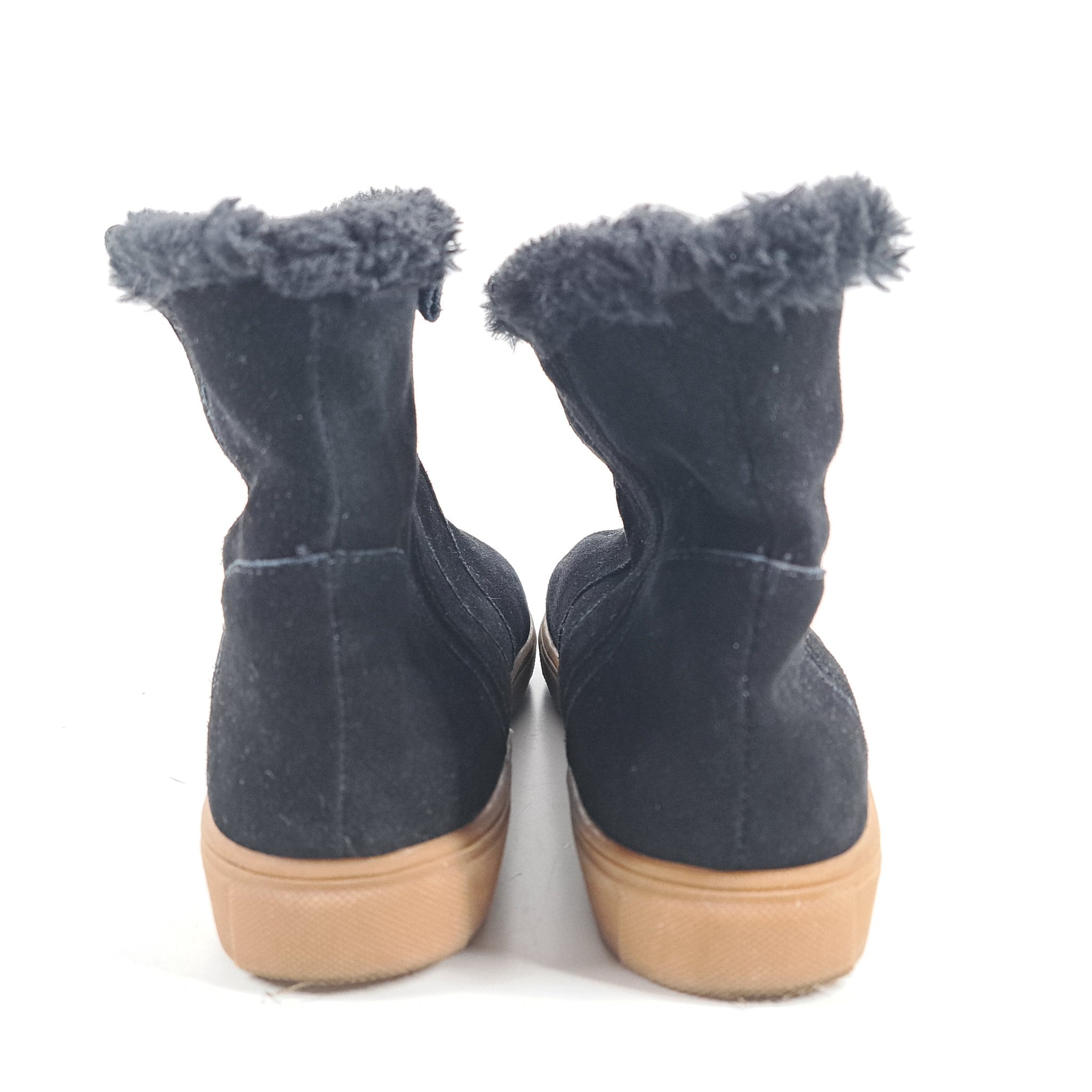 Steve Madden Grizzly Black Suede Fleece Lined Ankle Boots Booties Sz 7