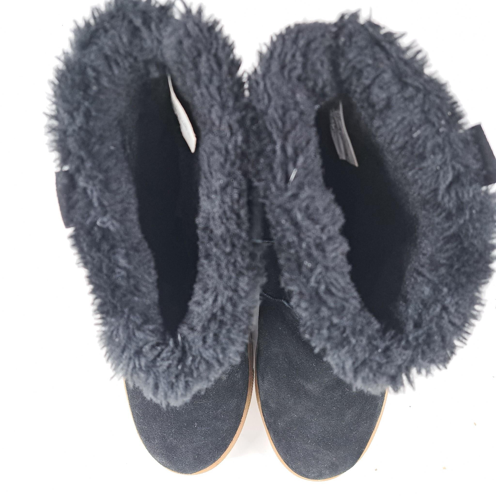 Steve Madden Grizzly Black Suede Fleece Lined Ankle Boots Booties Sz 7