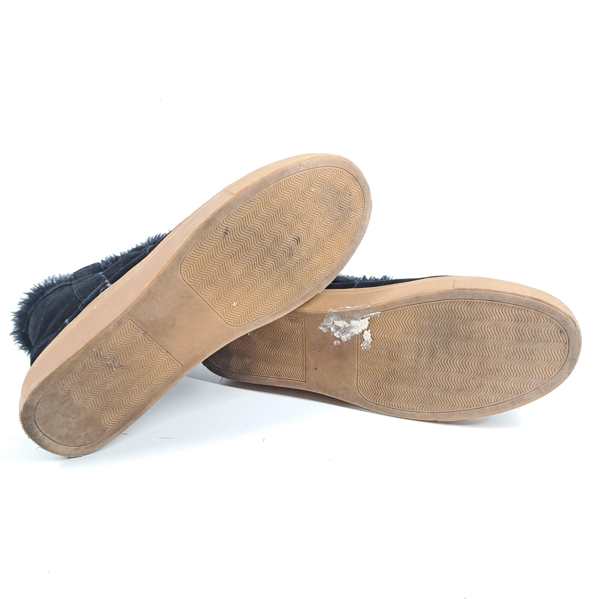 Steve Madden Grizzly Black Suede Fleece Lined Ankle Boots Booties Sz 7