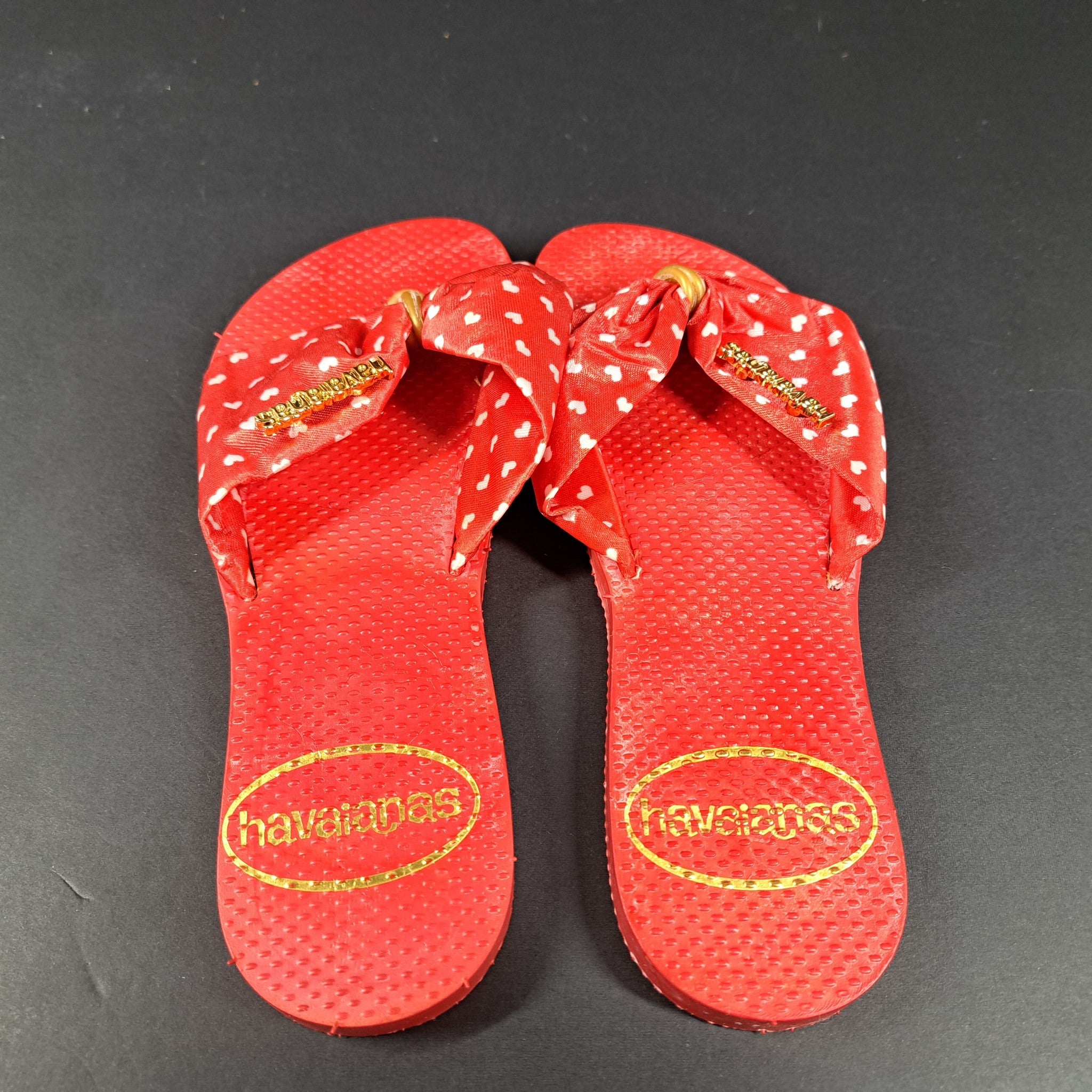 Havaianas Flip Flop Sandals Red with Bow Sz 4