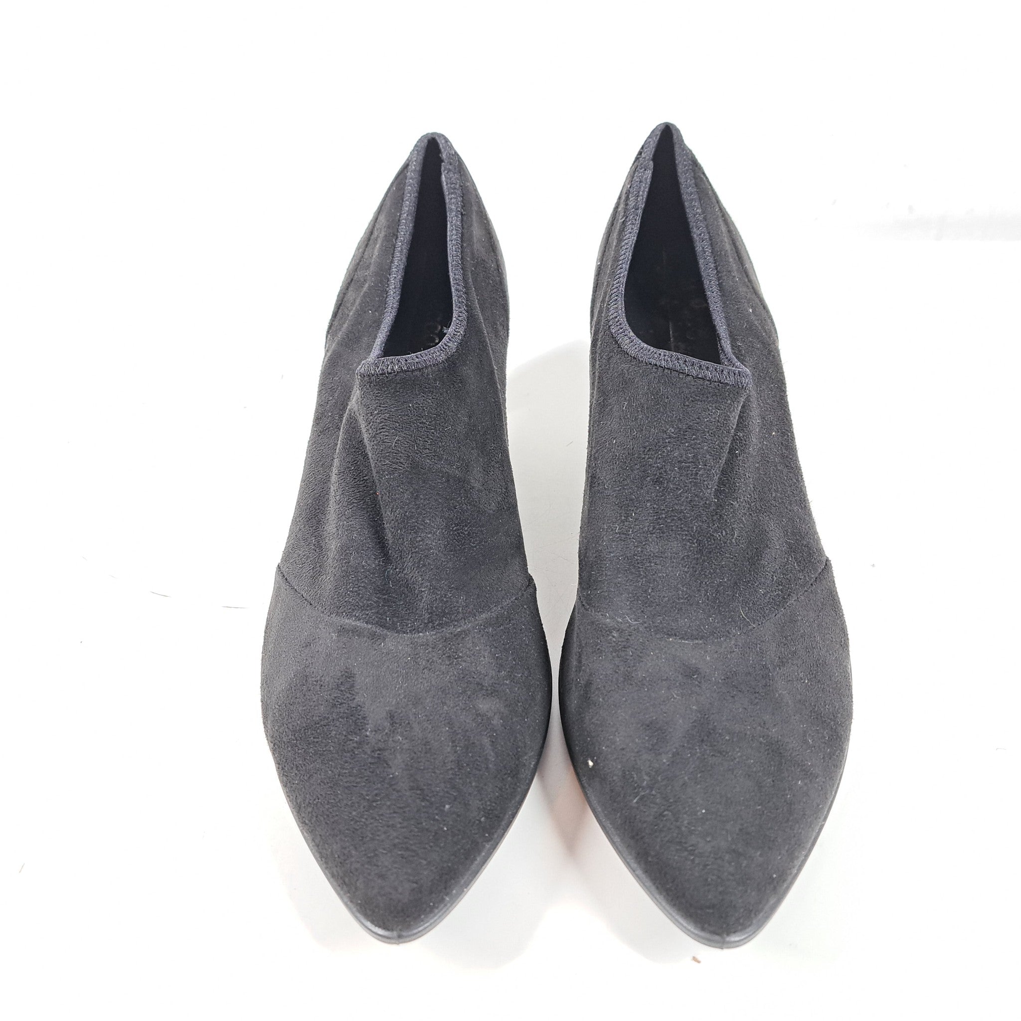 ECCO Women's Shape 45 Sleek Slip On Booties Heels Black Suede Sz 10.5 Shooties