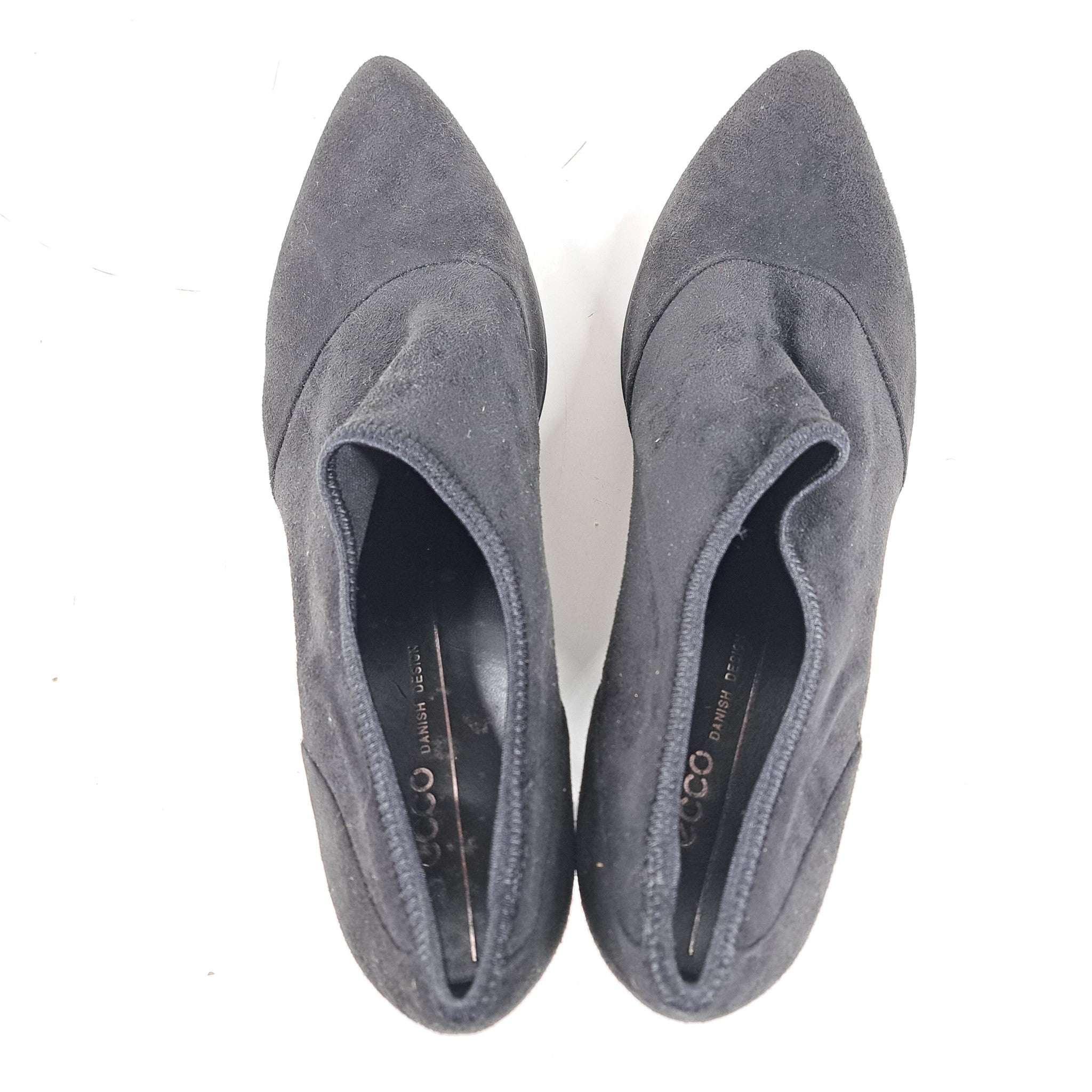 ECCO Women's Shape 45 Sleek Slip On Booties Heels Black Suede Sz 10.5 Shooties