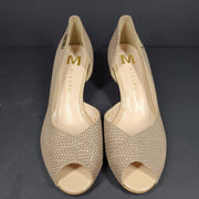 Misope Women's Pumps Peep Toe Heels Tan Size 6.5