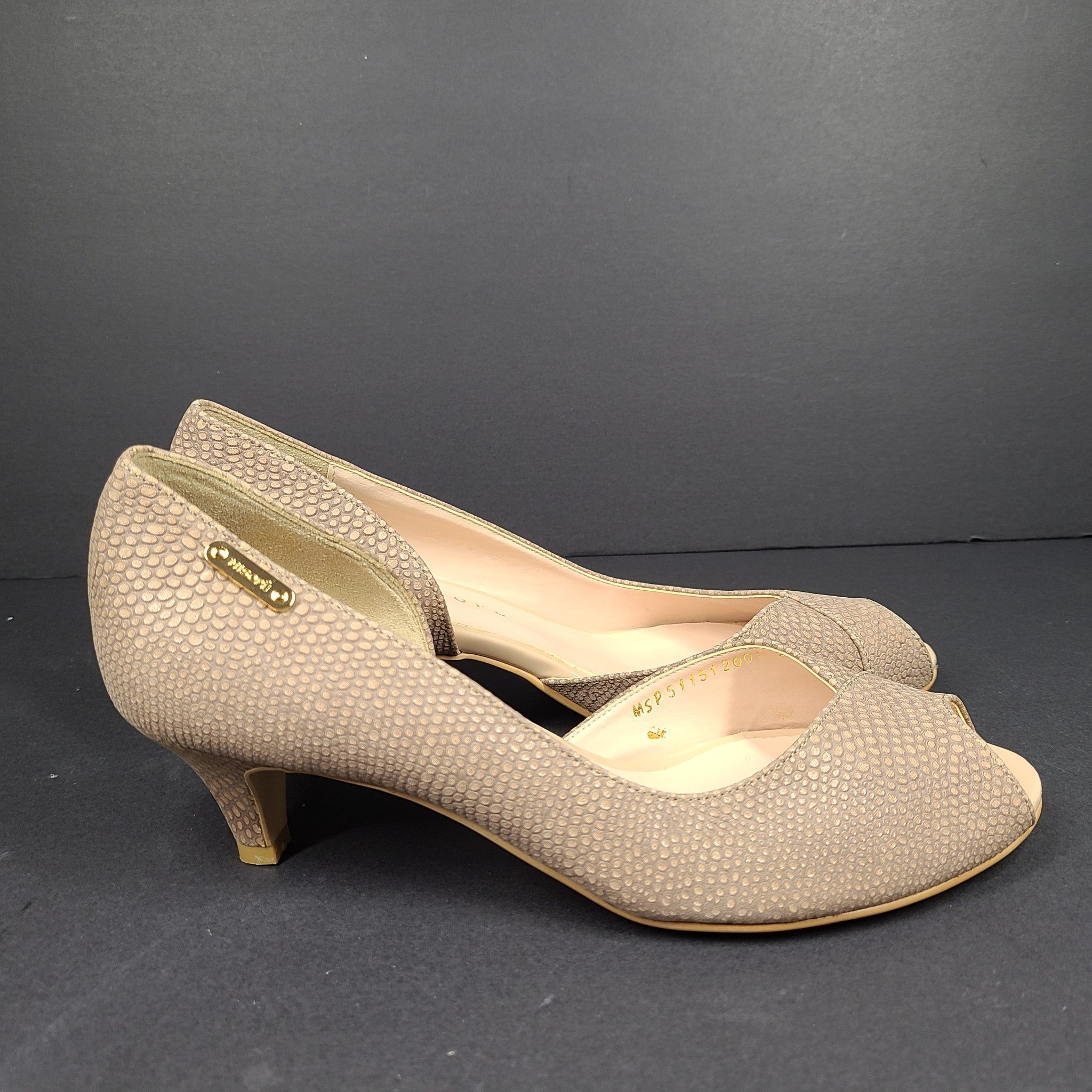 Misope Women's Pumps Peep Toe Heels Tan Size 6.5