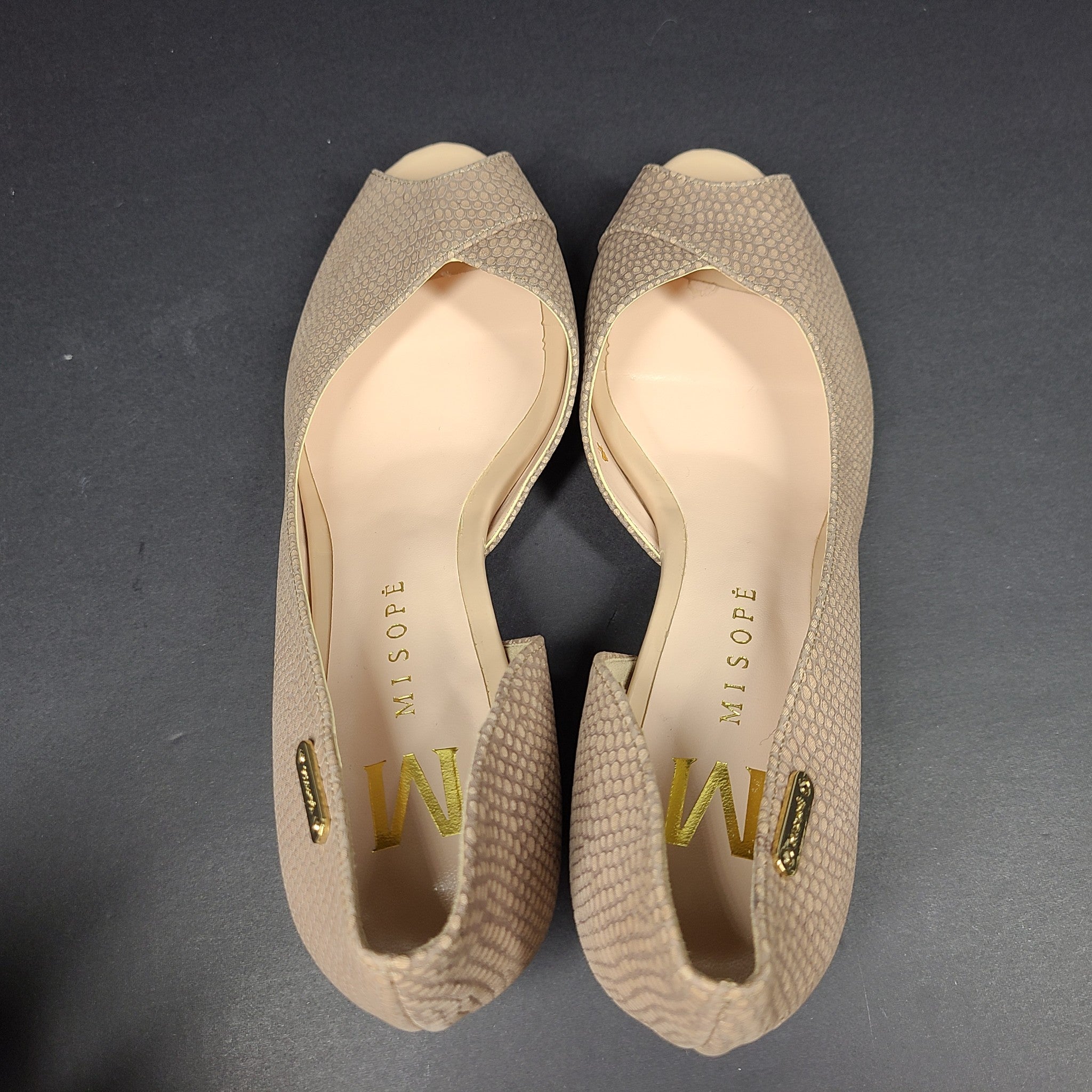 Misope Women's Pumps Peep Toe Heels Tan Size 6.5