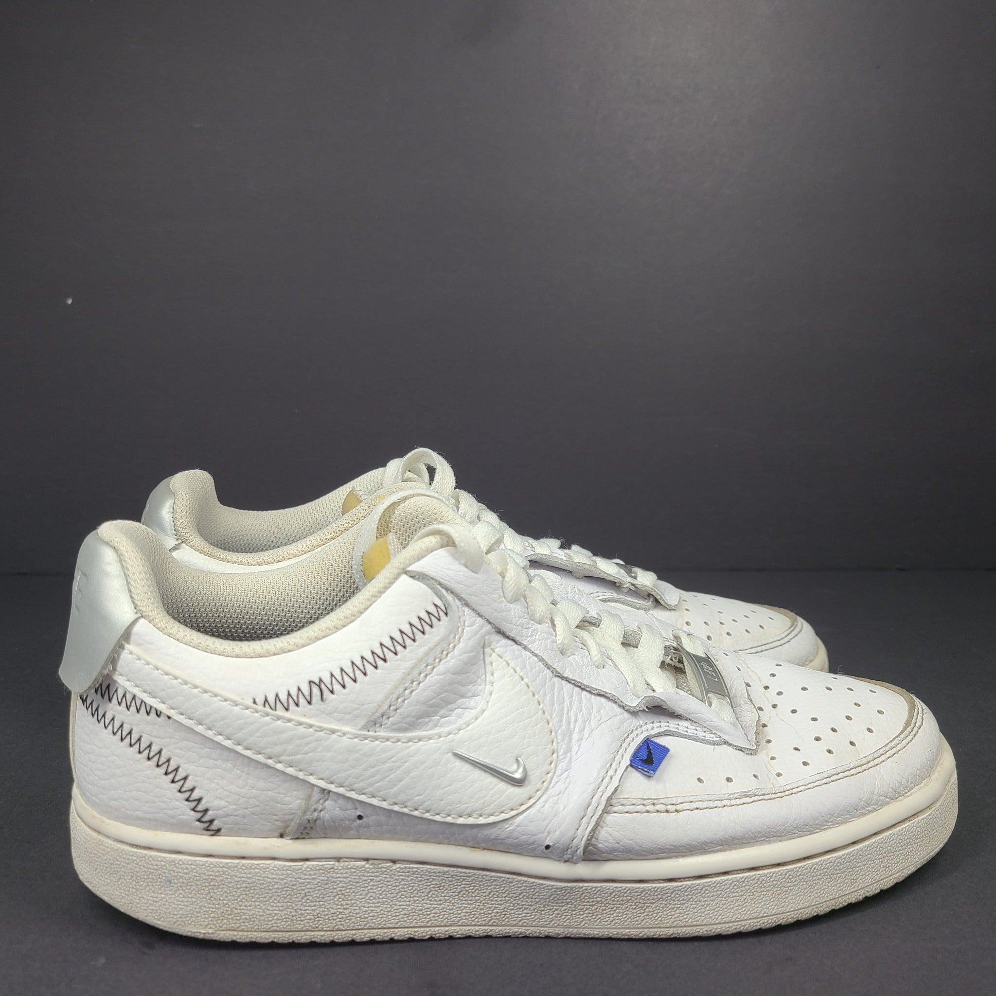 Nike Women's Court Vision Low SE White Metallic Silver DD1648-100 Sz 7.5